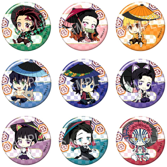 Set of 9 All Characters Demon Slayer Petanko Trading Button Wagasa Japanese Umbrella [USED]