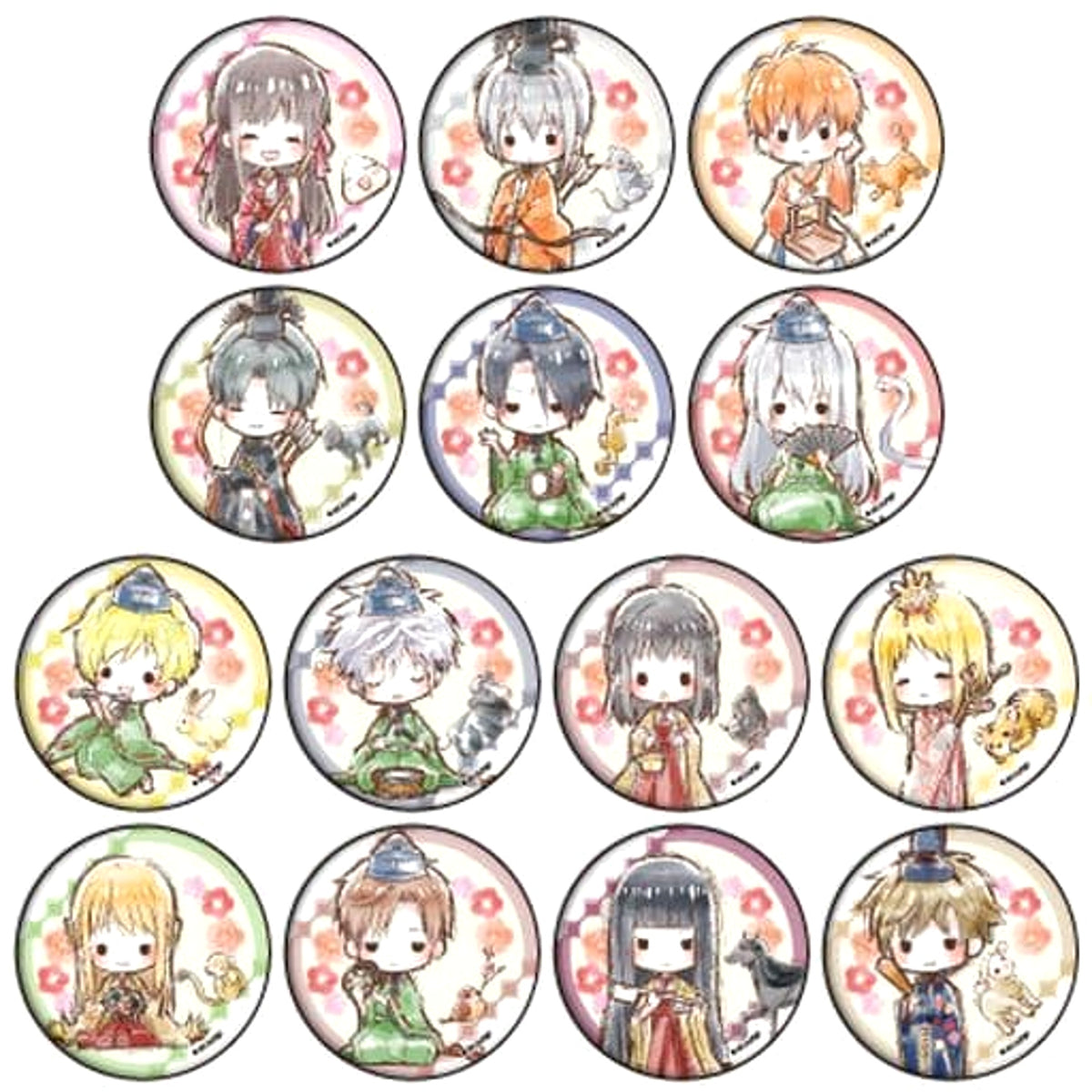Fruits Basket Souma Kyou & Others Graph Art Design Hinamatsuri Ver. Can Badge All 14 Types Set Buttons [USED]