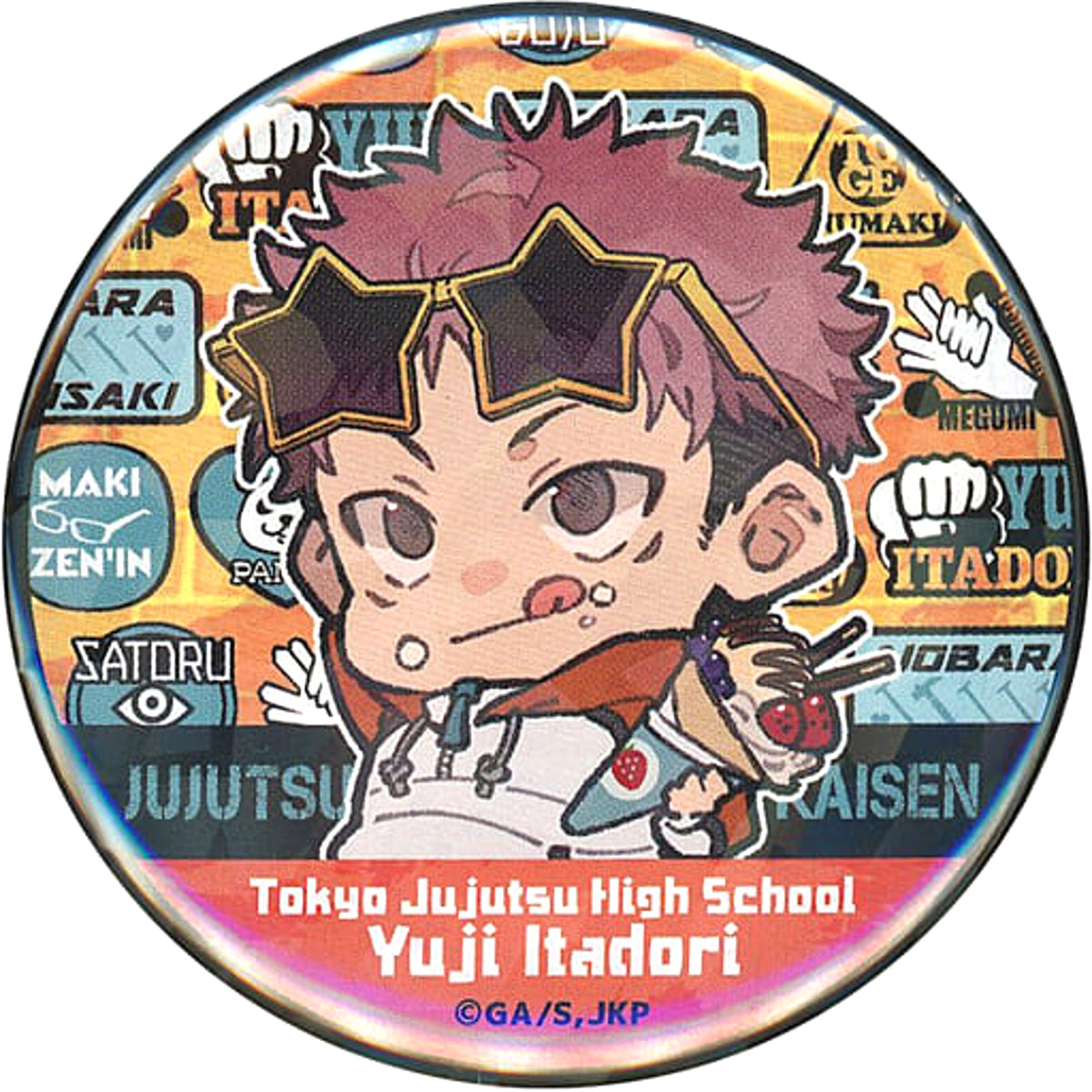 Jujutsu Kaisen Yuji Itadori Trading Hologram Can Badge Holiday Ver. Buttons [USED]