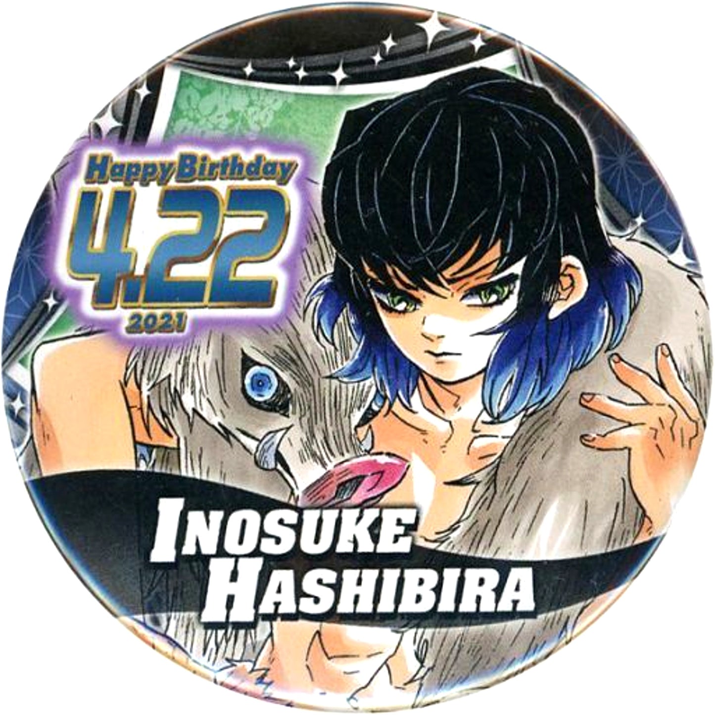 Inosuke Hashibira Demon Slayer Birthday Button 2021 [USED]