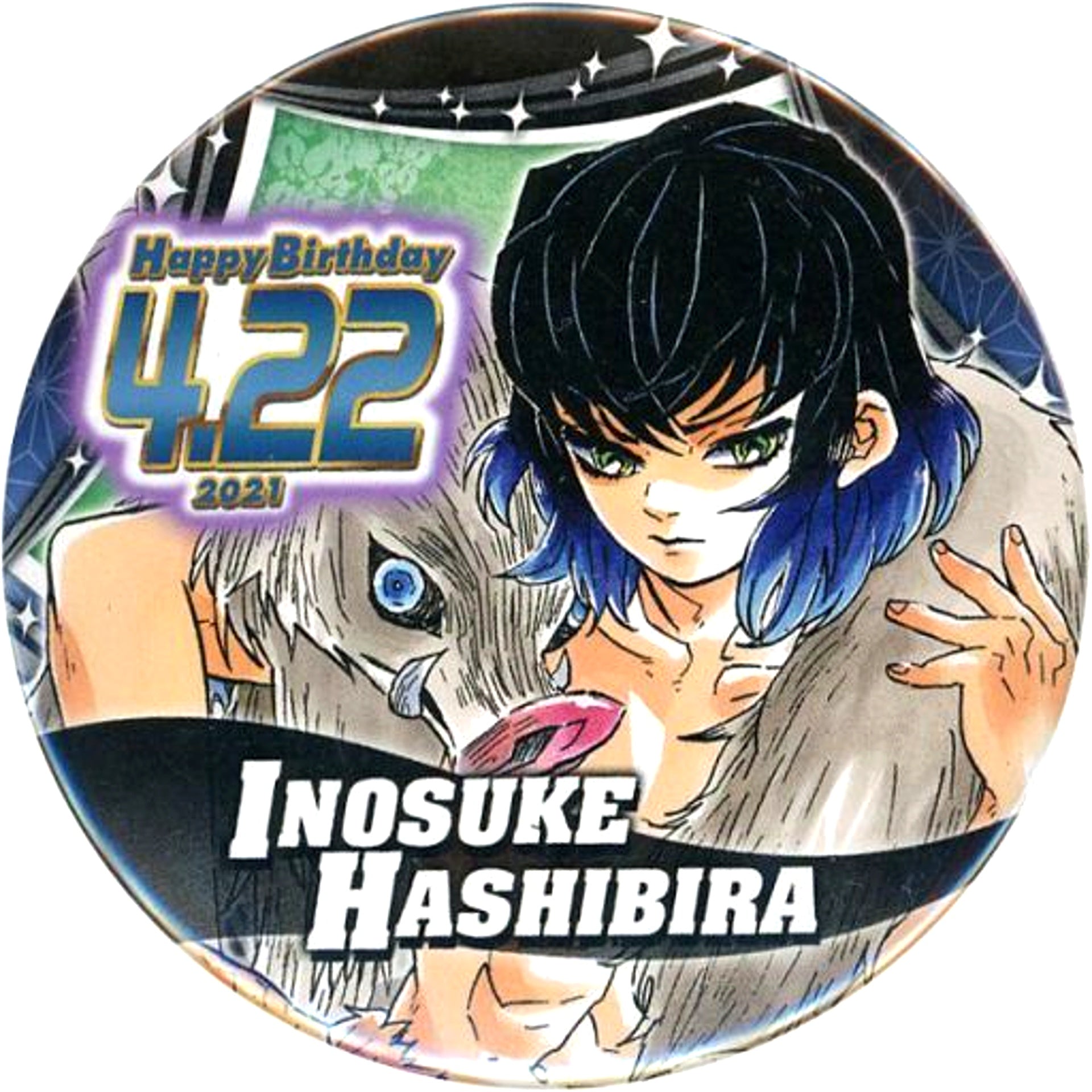 Inosuke Hashibira Demon Slayer Birthday Button 2021 [USED]