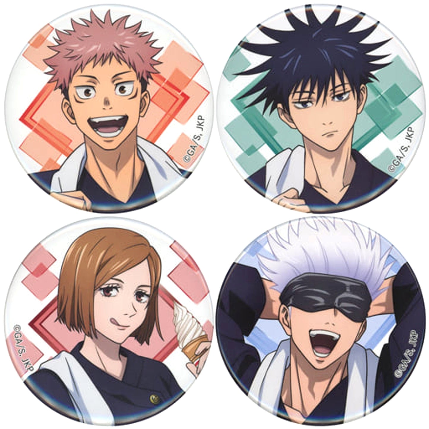 Yuji Itadori & Others Jujutsu Kaisen Set of 4 Button Set Jujutsu Kaisen Gokurakuyu Raku Spa Gokuraku Juju Yasumi Limited [USED]