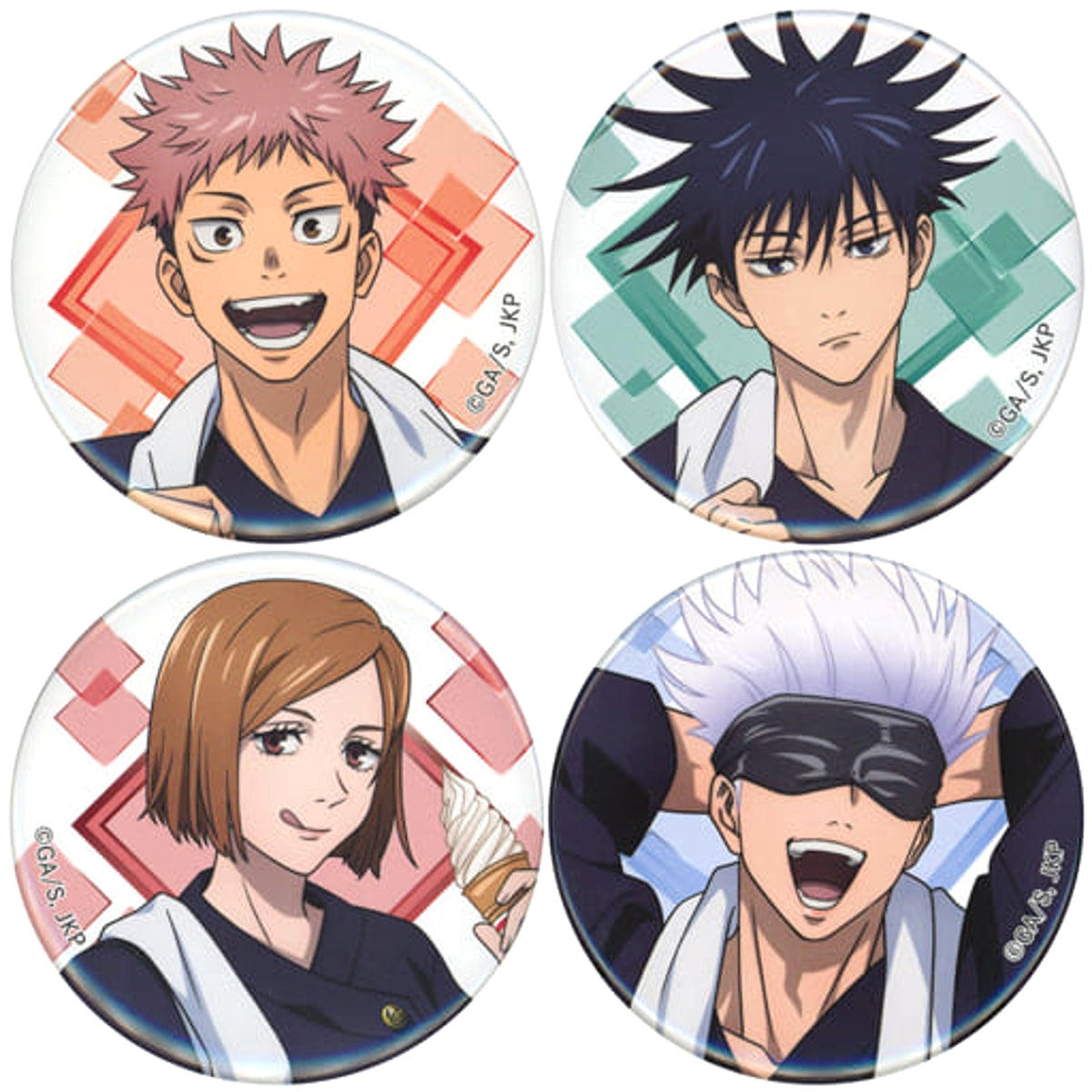 Jujutsu Kaisen Yuji Itadori & Others Can Badge Set Jujutsu Kaisen Gokurakuyu Raku Spa Gokuraku Juju Yasumi Limited Set of 4 Buttons [USED]