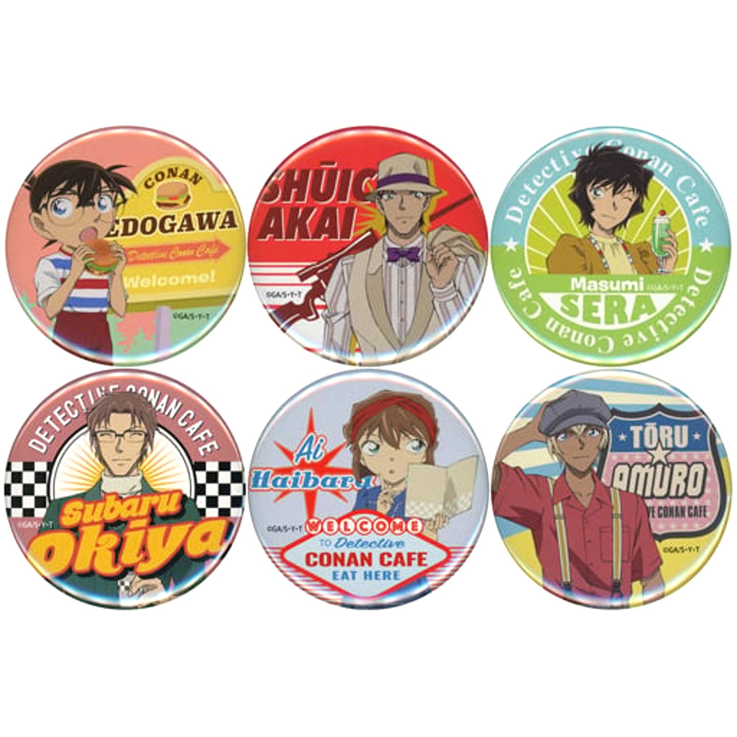 Set of 6 Detective Conan Cafe 2021 in BOX cafe Full Body Button [USED]
