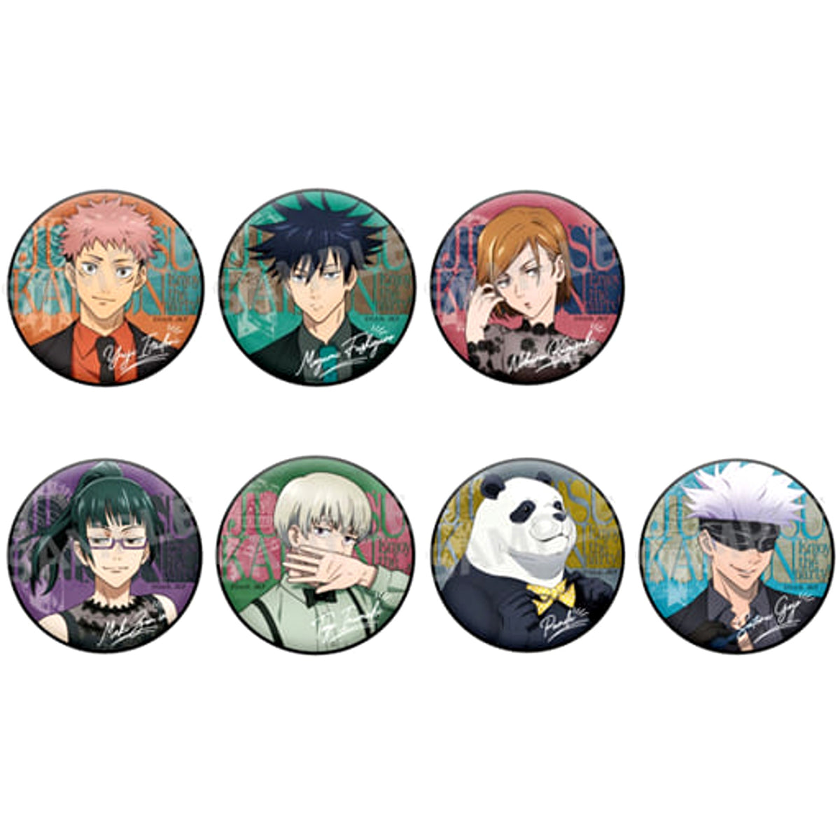 Jujutsu Kaisen Megumi Fushiguro & Others Trading Mat Can Badge Party Ver. All 7 Types Set Buttons [USED]