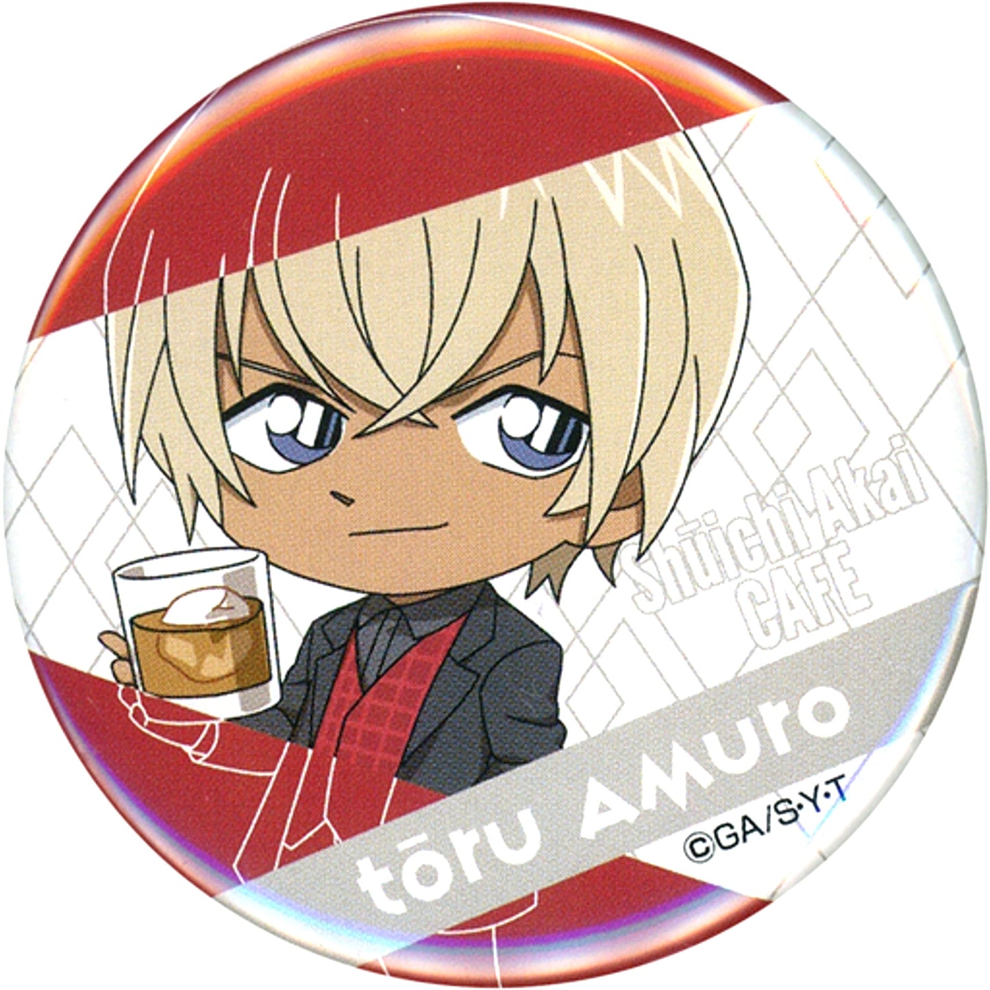 Toru Amuro Detective Conan Button Shuichi Akai Cafe Scarlet Edition [USED]