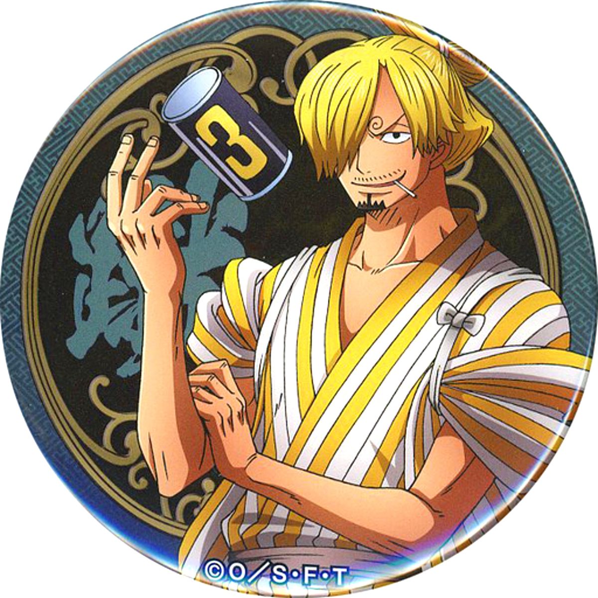 Sanji One Piece Yakara 20th Series Wano Country Straw Store Limited Button [USED]