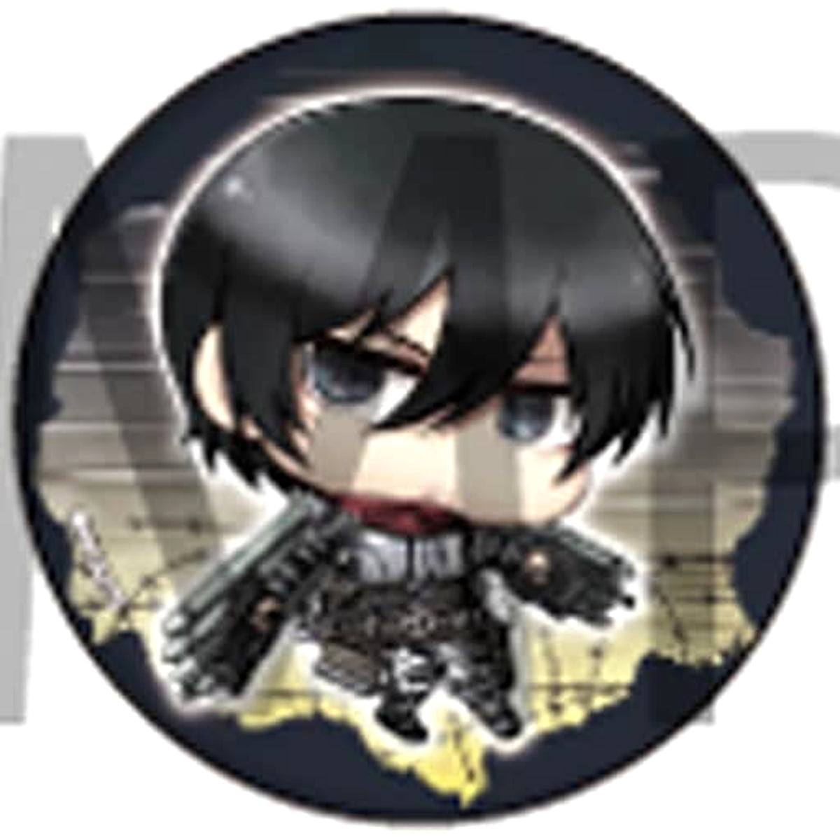 Attack on Titan Mikasa Ackerman Chimi Chara Can Badge 20 Buttons [USED]