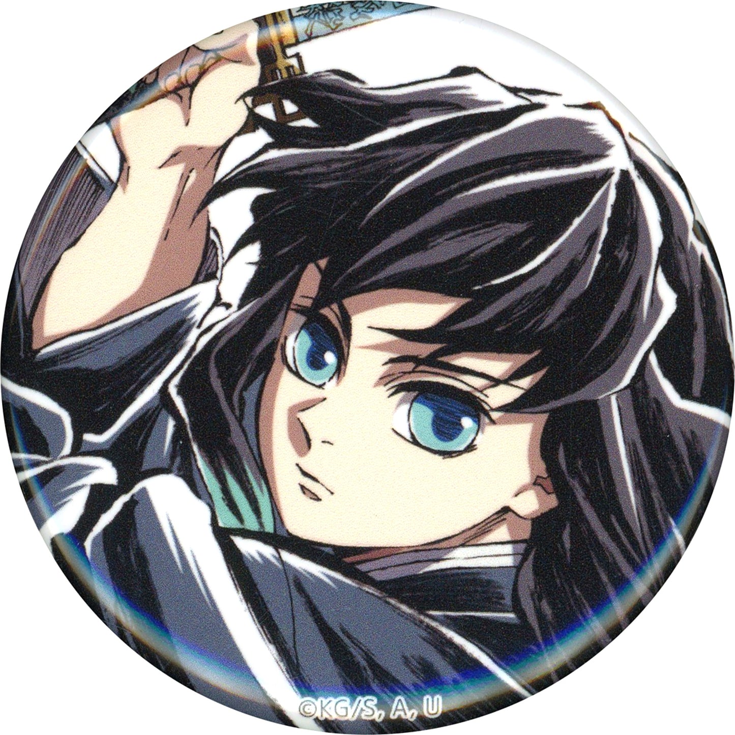 Prize F Muichiro Tokito Close-up 44mm Button A Demon Slayer: Kimetsu no Yaiba Swordsmith Village Arc Hashira Training Arc Mist Hashira Muichiro Tokito Interlude Art Book Cover Illustration Web Shop Kuji C105 Goods [USED]
