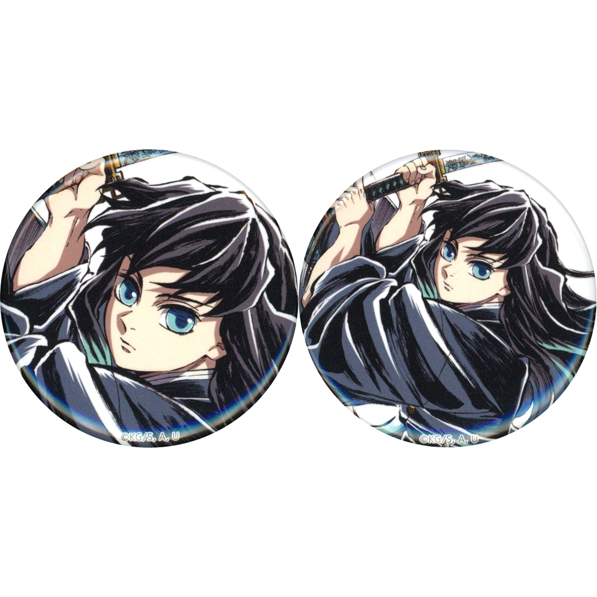 Set of 2 44mm Button Demon Slayer Swordsmith Village Hashira Training Arc Mist Hashira Muichiro Tokito Intermission Art Book Cover Illustration WEB SHOP Kuji Prize F C105 Goods [USED]