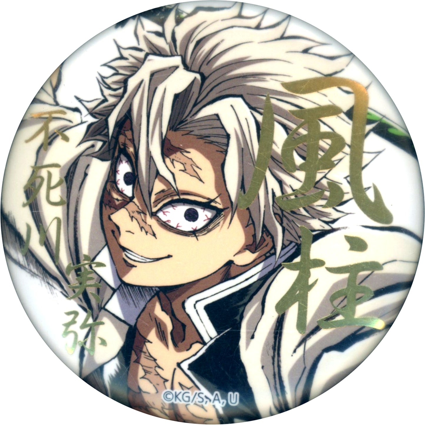 Sanemi Shinazugawa Up Foil Stamped 57mm Button A Demon Slayer Swordsmith Village Hashira Training Arc Intermission Art Book Cover Illustration WEB SHOP Kuji Prize E C105 Goods [USED]