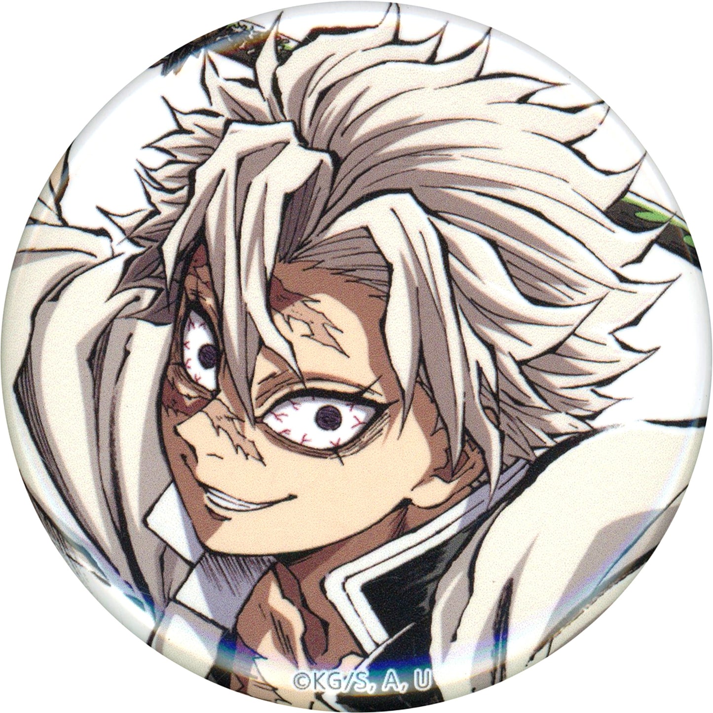 Sanemi Shinazugawa UP Demon Slayer Kimetsu no Yaiba Swordsmith Village Hashira Training Arc 44mm Button A F Prize Interval Artbook Cover Illustration WEBSHOP Kuji C105 Goods [USED]