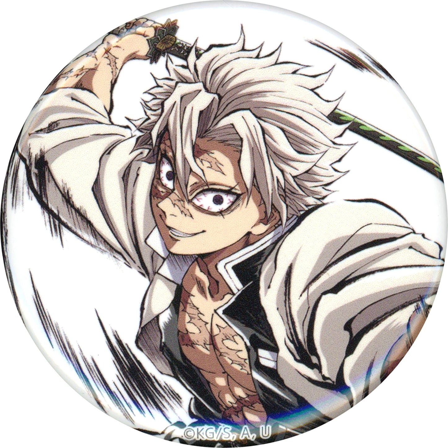 Sanemi Shinazugawa Distant View 44mm Button B Demon Slayer Swordsmith Village Hashira Training Arc Wind Hashira Intermission Art Book Cover Illustration WEB SHOP Kuji Prize F C105 Goods [USED]