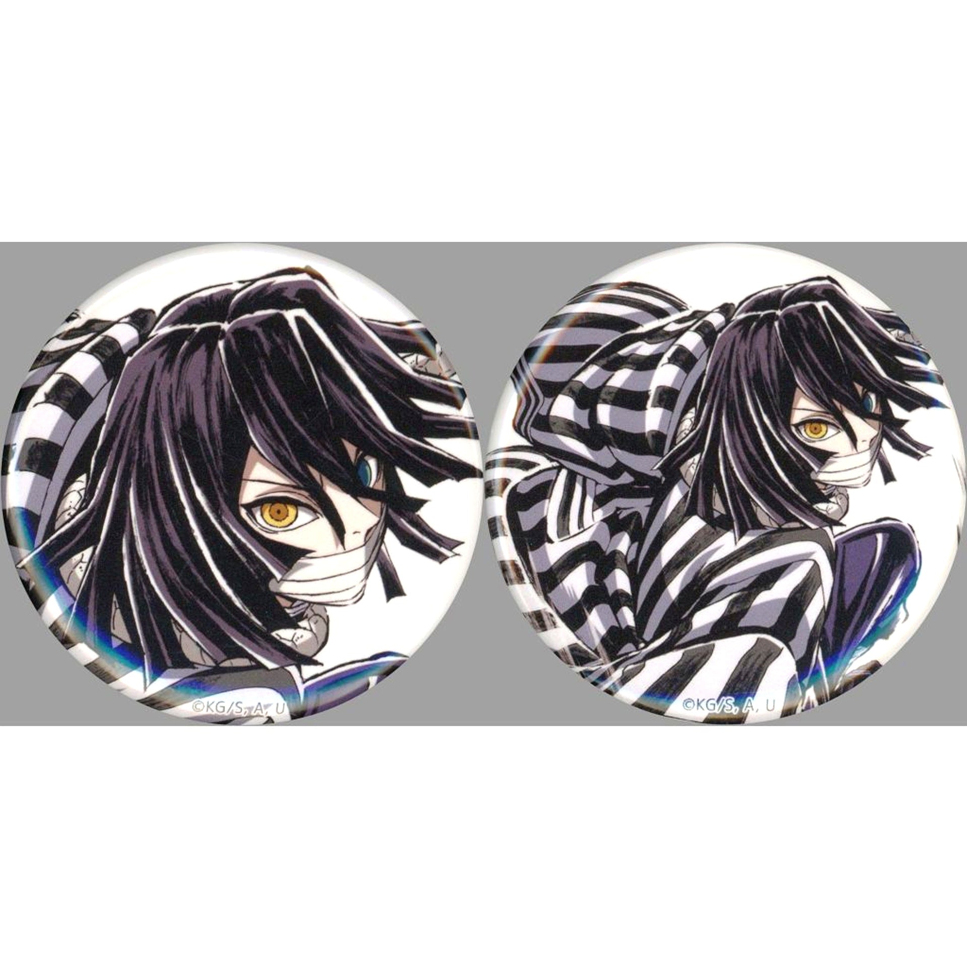 Set of 2 Obanai Iguro Demon Slayer Kimetsu no Yaiba Swordsmith Village Hashira Training Arc 44mm Button F Prize Interval Artbook Cover Illustration WEBSHOP Kuji C105 Goods [USED]