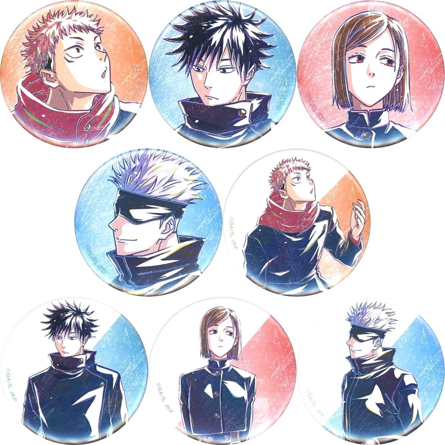 Set of 8 Jujutsu Kaisen Trading Ani-Art Vol.8 Matte Button POP UP SHOP in Marui [USED]