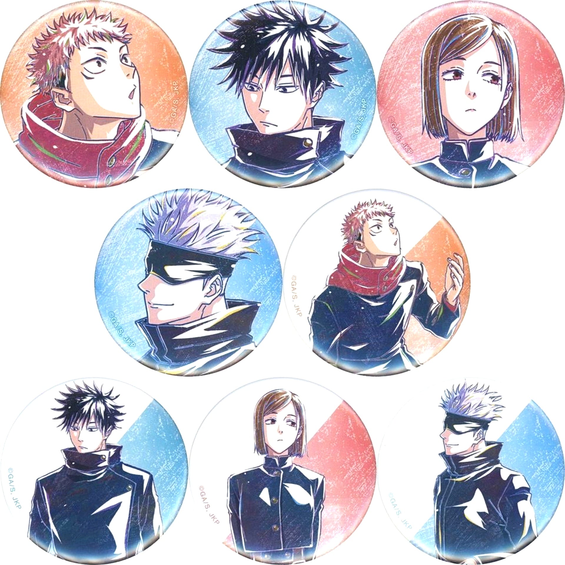 Set of 8 Jujutsu Kaisen Trading Ani-Art Vol.8 Matte Button POP UP SHOP in Marui [USED]