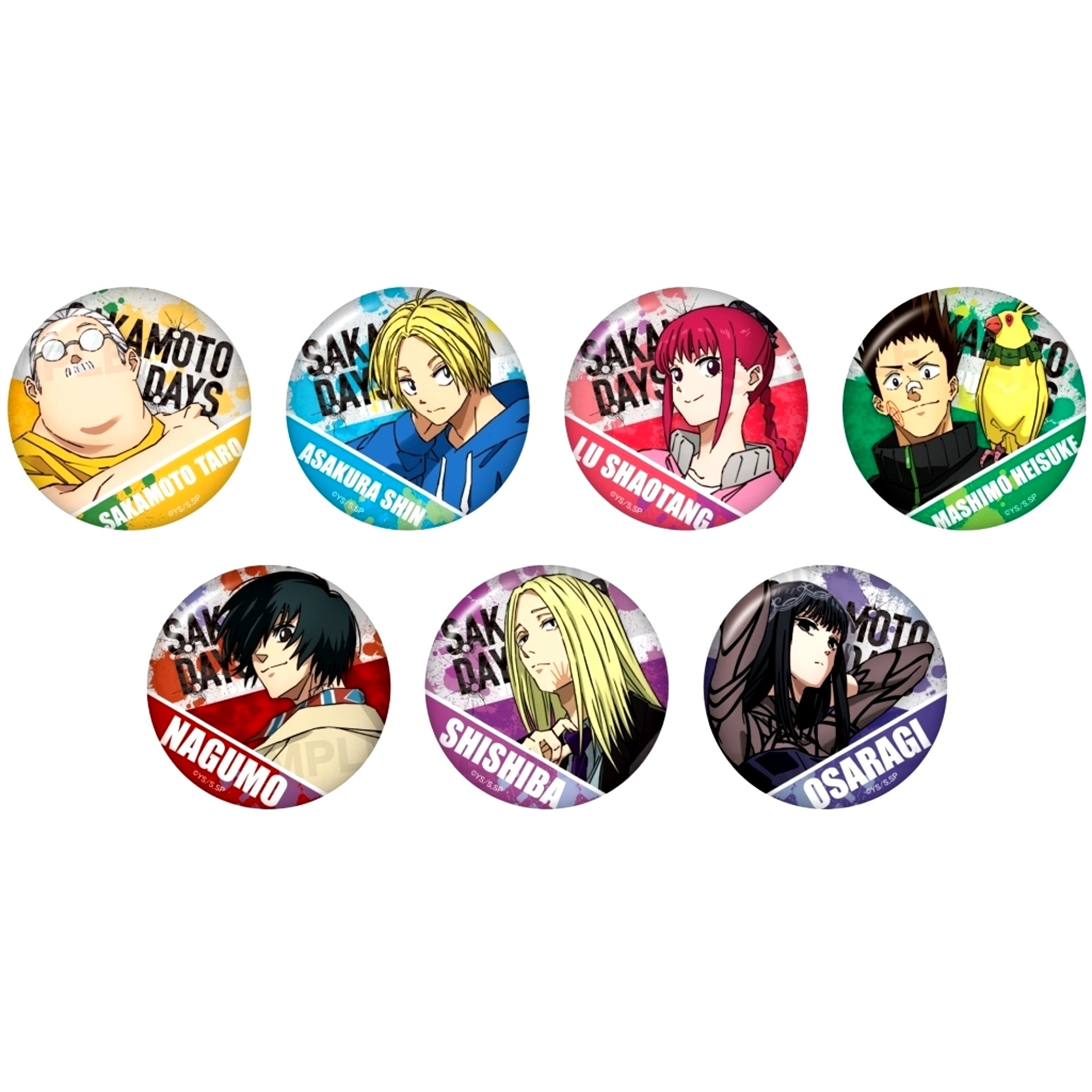 Set of 7 Sakamoto Days Trading Button [USED]