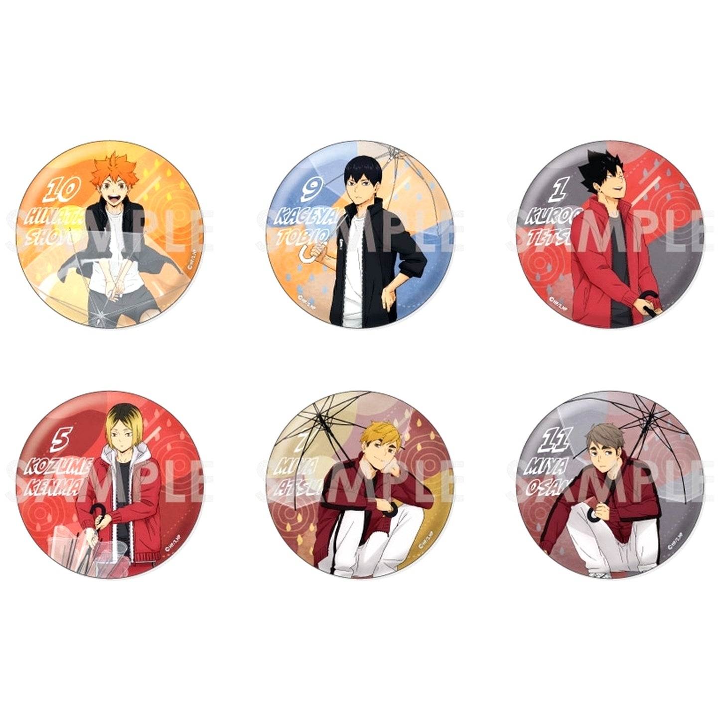 Set of 6 Haikyu!! Trading BIG Button rain [USED]