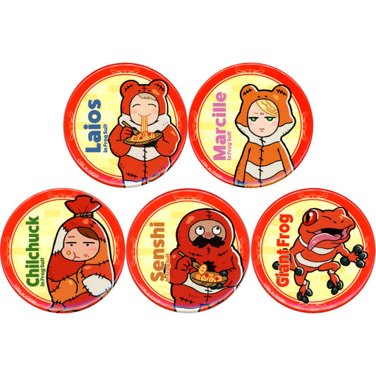 Set of 5 Delicious in Dungeon TV Anime Museum 2nd in AKIHABARA Gamers Main Store Trading Button Frog Suit Ver. [USED]