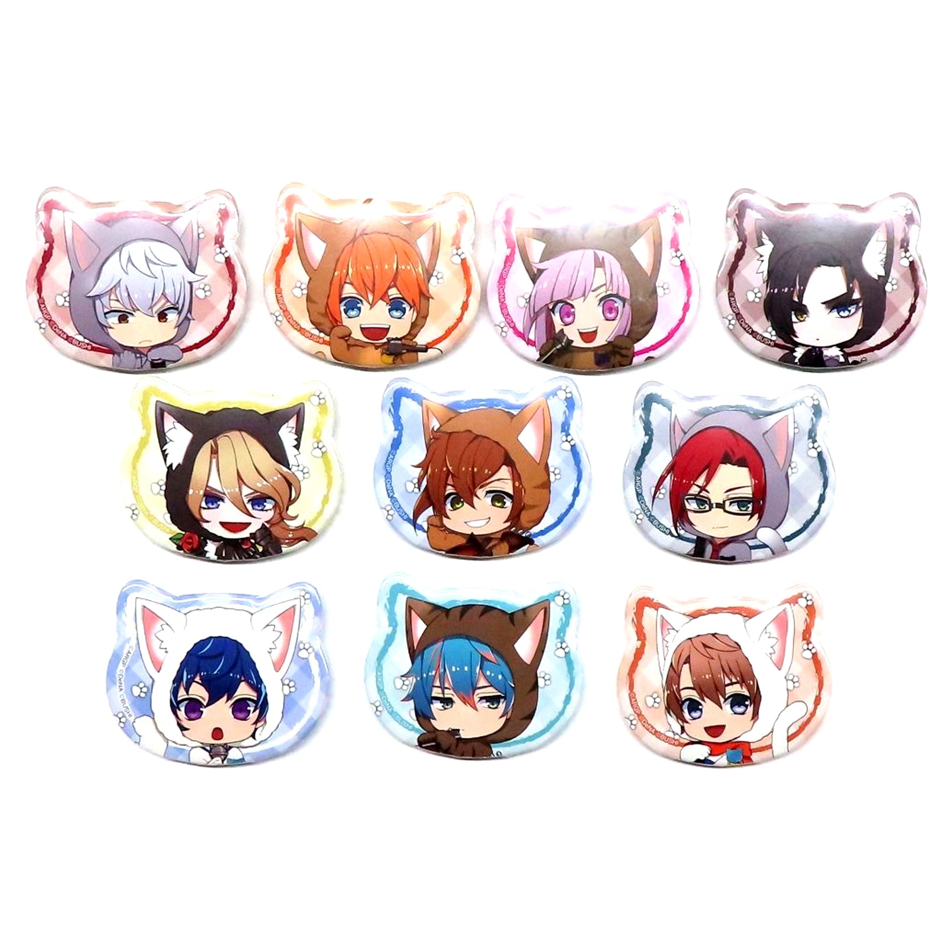 Set of 10 Group ARGONAVIS from BanG Dream! AAside Cat Shape Button Collection in Namjatown Arugonyabis to Taiban Fes! [USED]