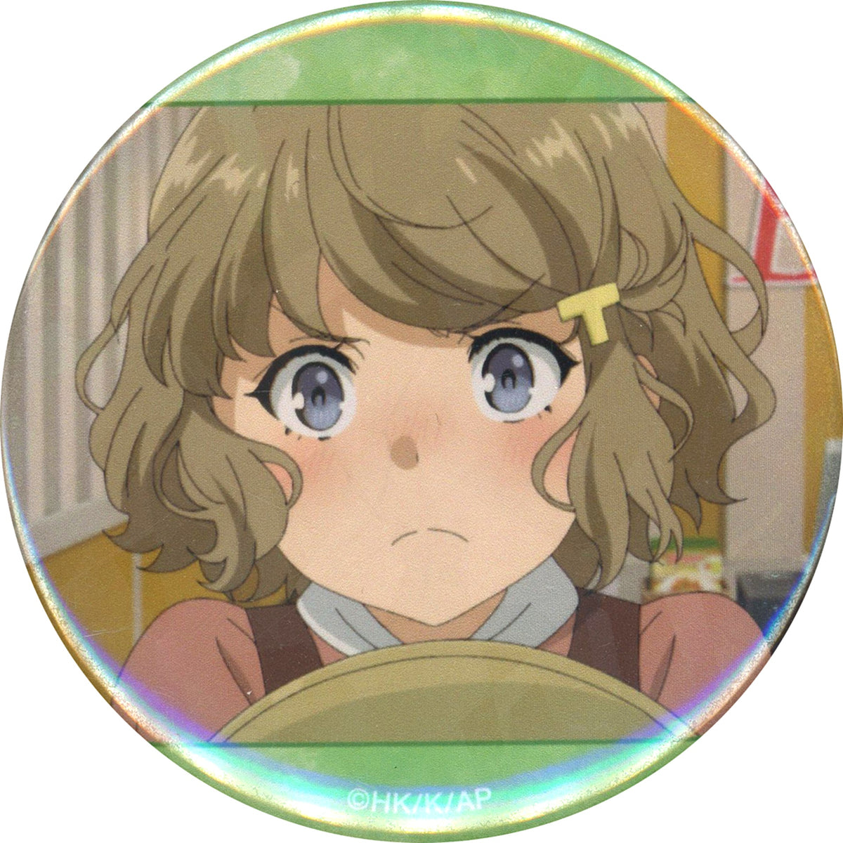 Tomoe Koga Rascal Does Not Dream of a Knapsack Kid Rascal Does Not Dream of an American Diner Scene Shot Hologram Button Draw!Draw! X Kujimate Online Kuji E-8 Prize [USED]
