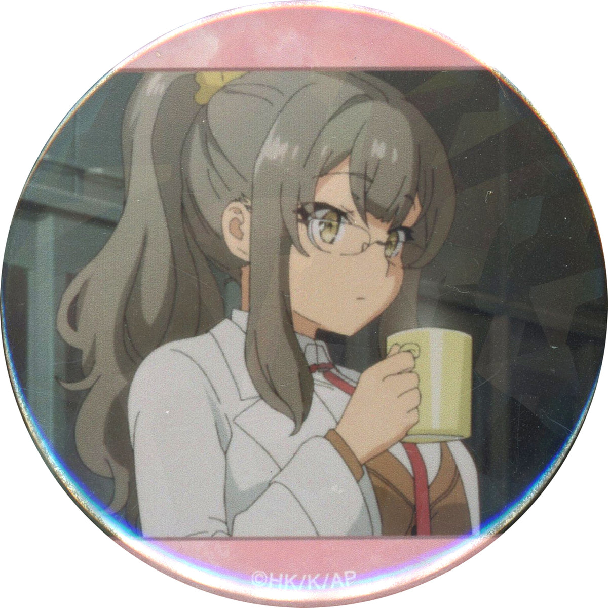 Rio Futaba Rascal Does Not Dream of a Knapsack Kid Rascal Does Not Dream of an American Diner Scene Shot Hologram Button Draw!Draw! X Kujimate Online Kuji E-9 Prize [USED]