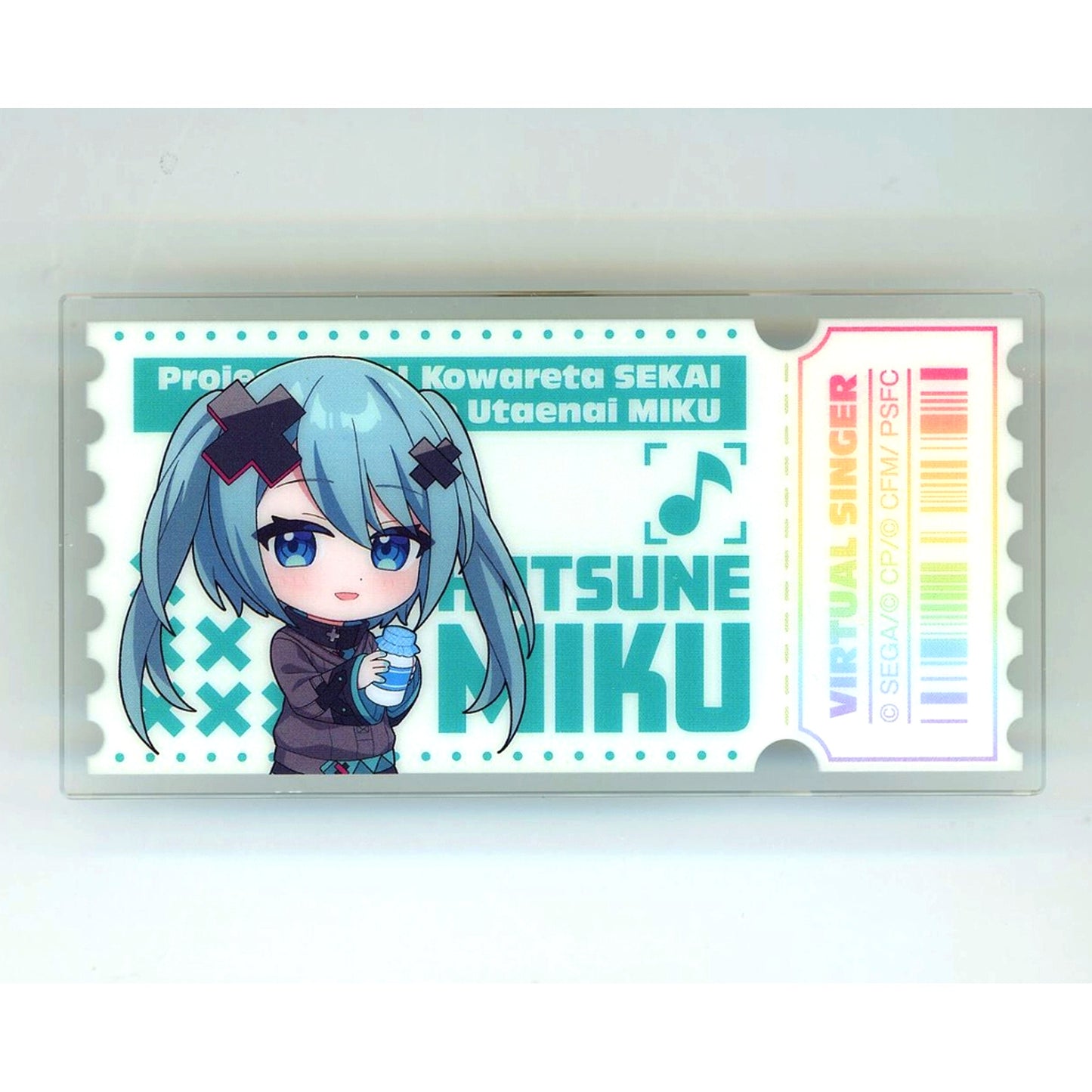 Hatsune Miku Closed Window SEKAI Project SEKAI The Movie A Broken World and Miku Who Cannot Sing Acrylic Badge A Lawson [USED]