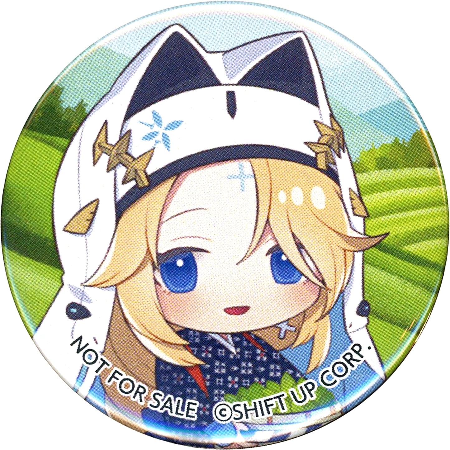 Rapunzel Goddess of Victory NIKKE Drawn SD Illustration Button POPUP Area Defense Battle 2nd Shizuoka Exclusive Meganike Tea Bonus [USED]