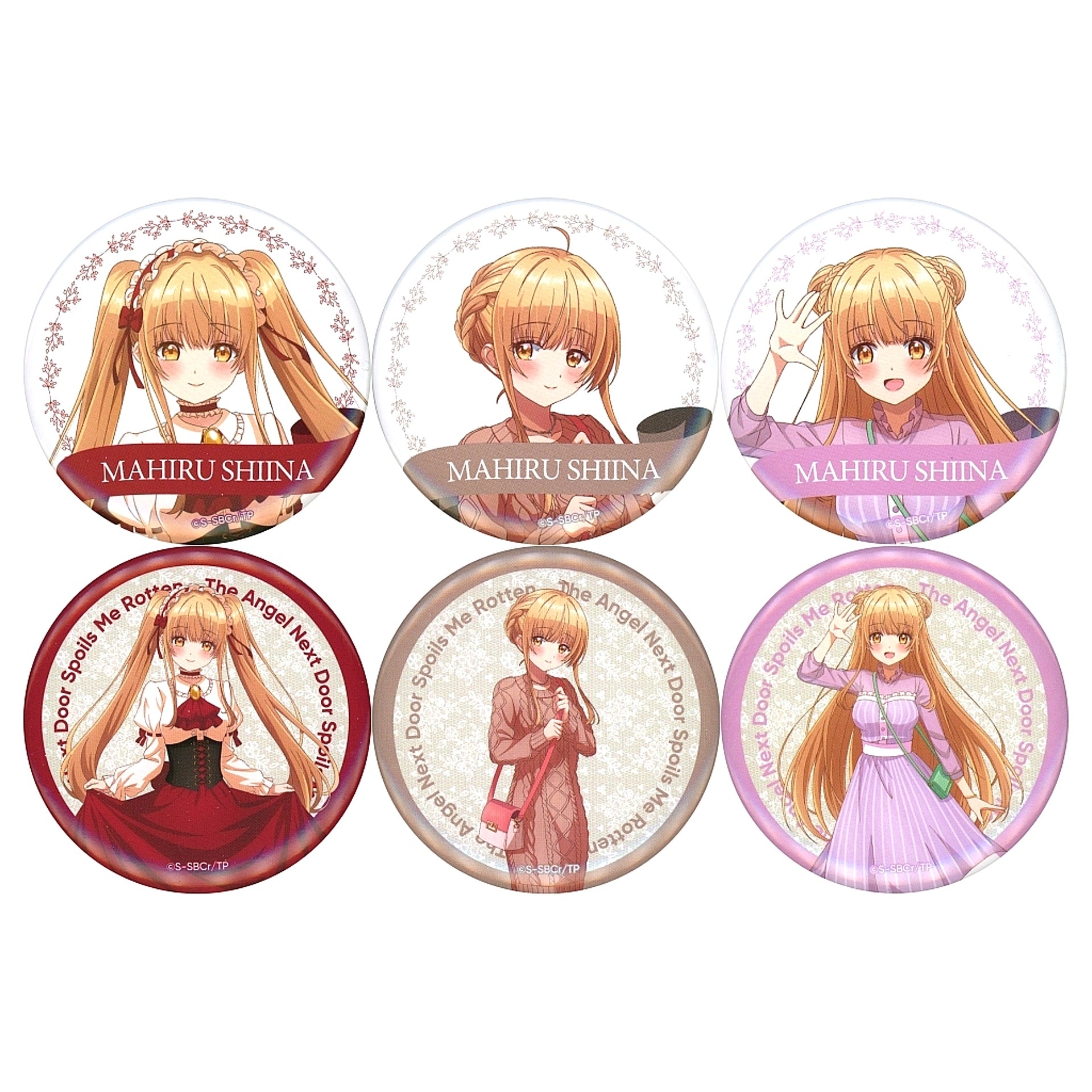 Set of 6 The Angel Next Door Spoils Me Rotten Button Kuji Luck If I Went on a Date with Mahiru? J Prize [USED]
