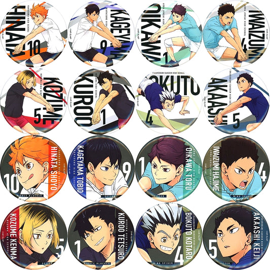 Set of 16 Haikyu!! Slightly Large Button Prize M Kuji Luck Receive [USED]