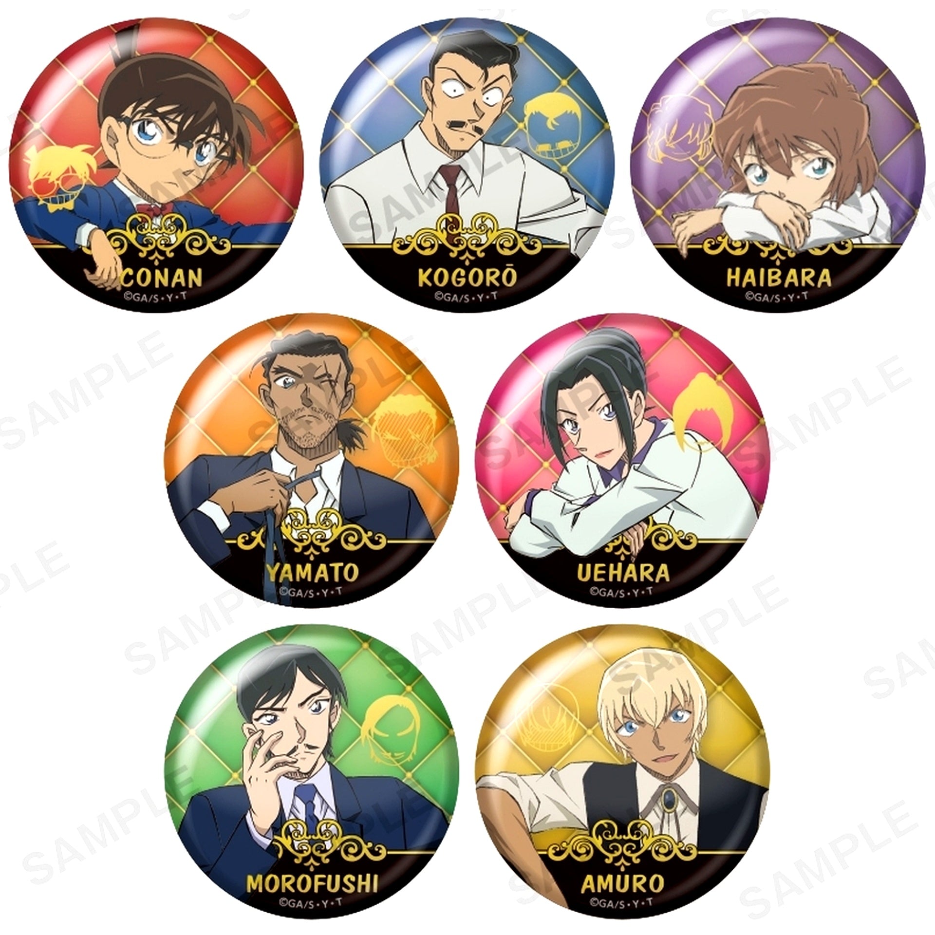 Set of 7 Detective Conan Trading Hologram Button Sofa Ver. [USED]