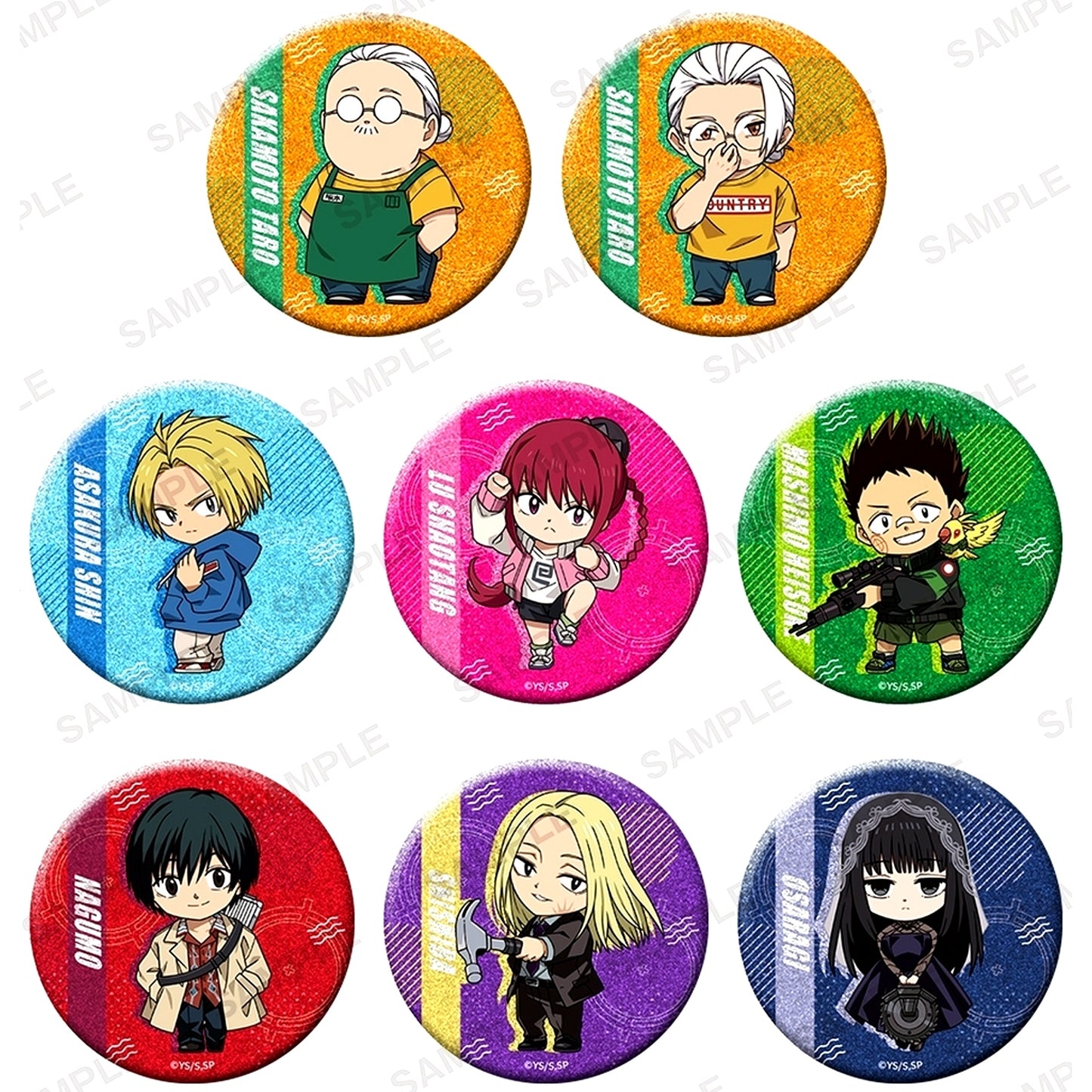 Set of 8 SAKAMOTO DAYS Glitter Button Vol. 2 [USED]