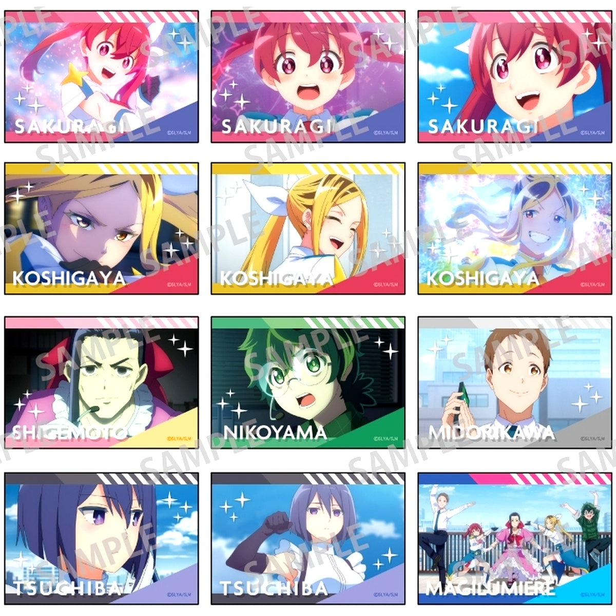 Set of 12 Magilumiere Magical Girls Inc. Trading Square Button Scene Shot [USED]