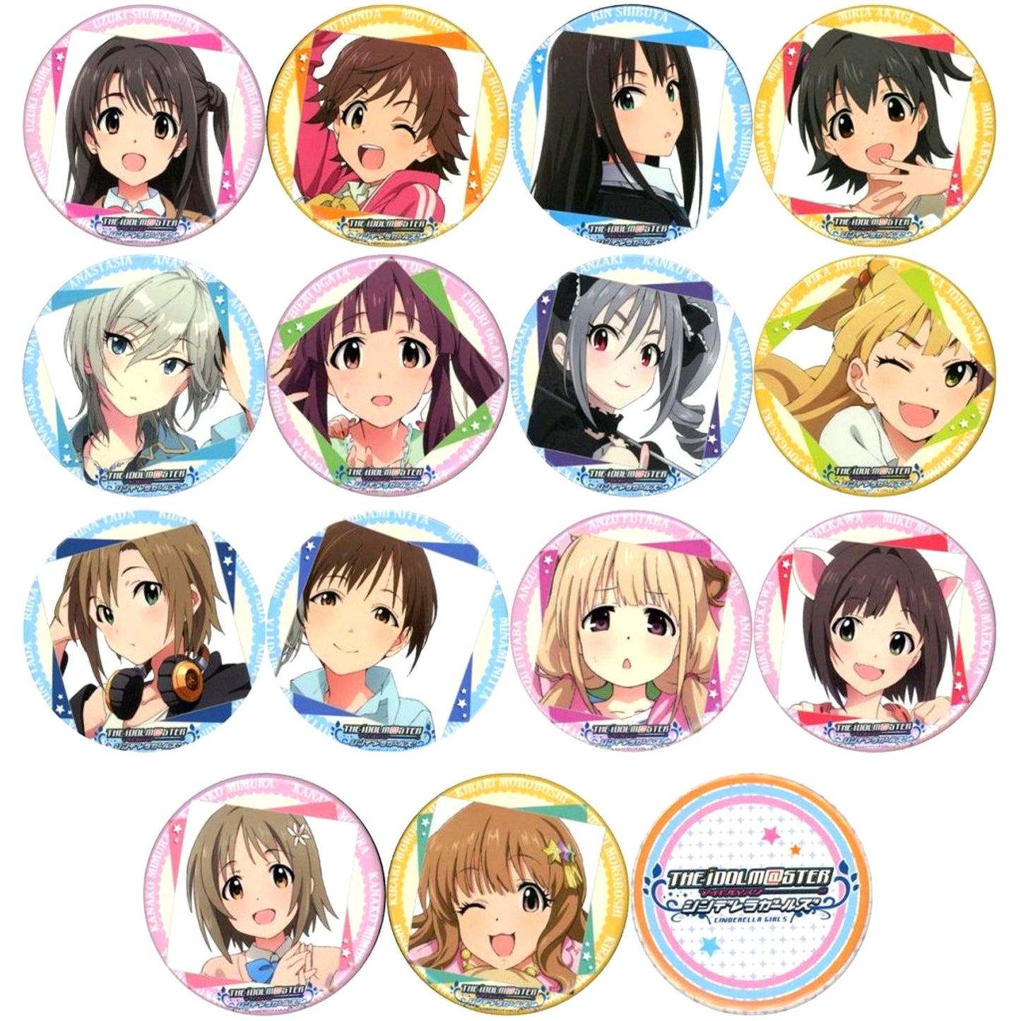 Set of 15 TV Anime The Idolmaster Cinderella Girls Tin Badge [USED]
