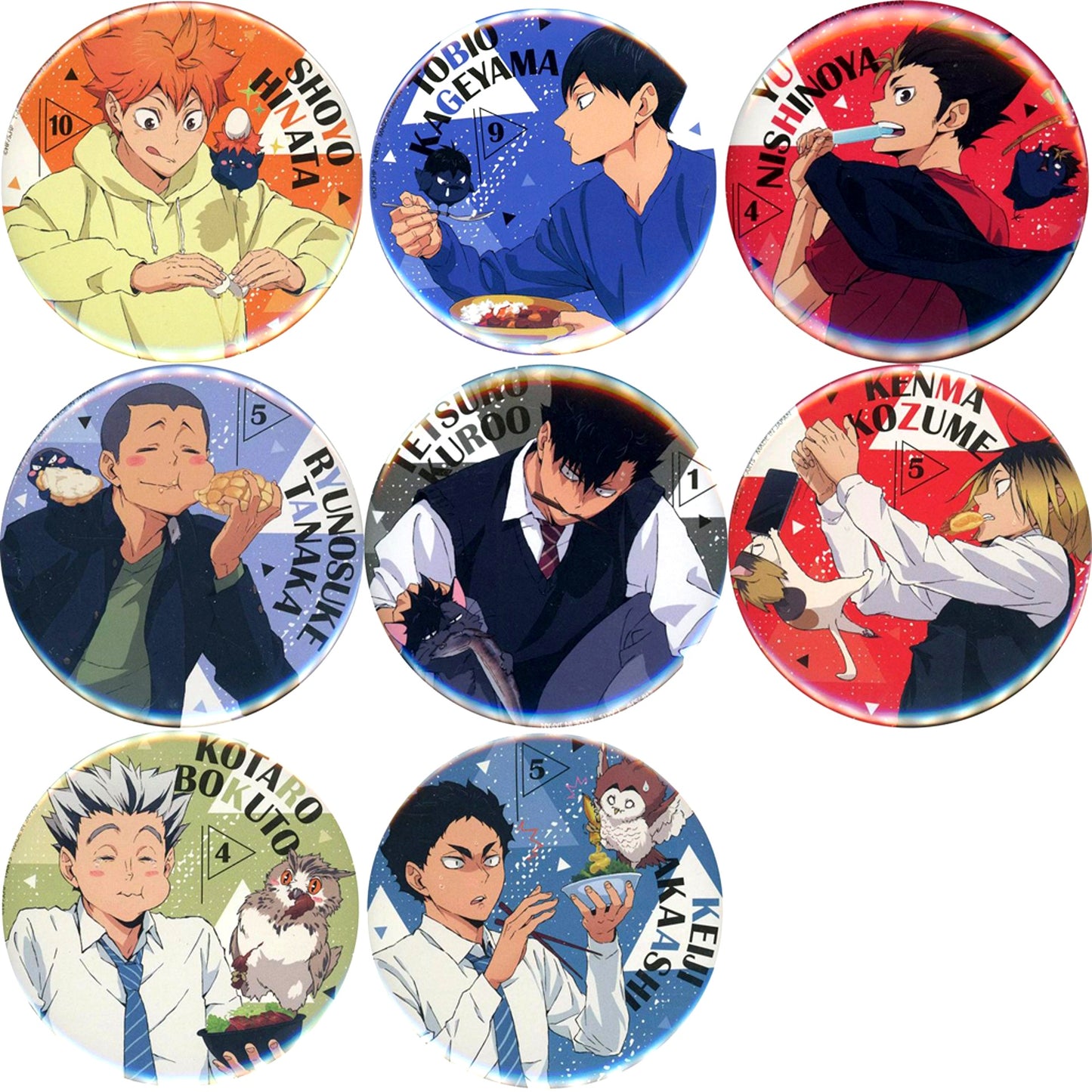 Set of 8 Haikyu!! Yummy Mascot Trading Button Animate Ltd [USED]