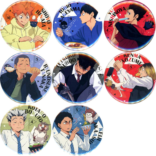 Set of 8 Haikyu!! Yummy Mascot Trading Button Animate Ltd [USED]