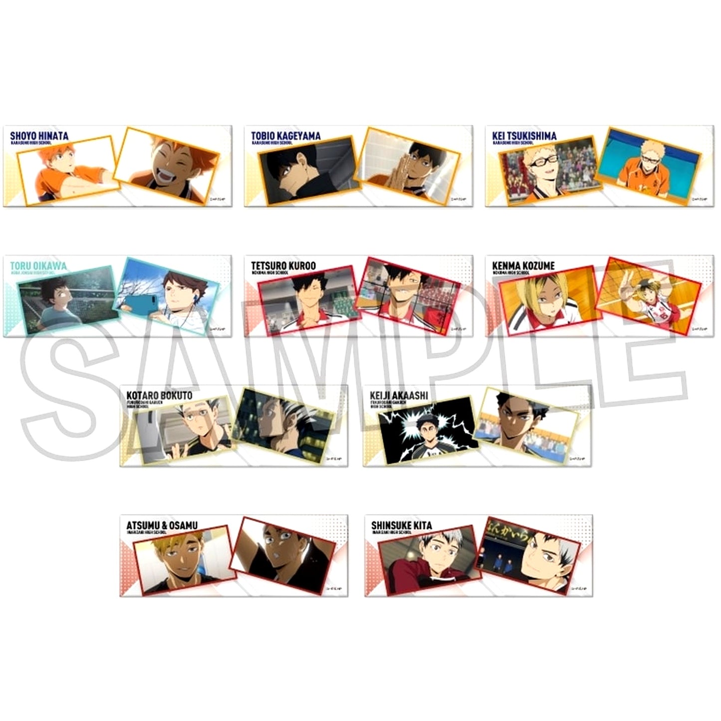Set of 10 Haikyu!! Trading Long Button Scene Shot [USED]