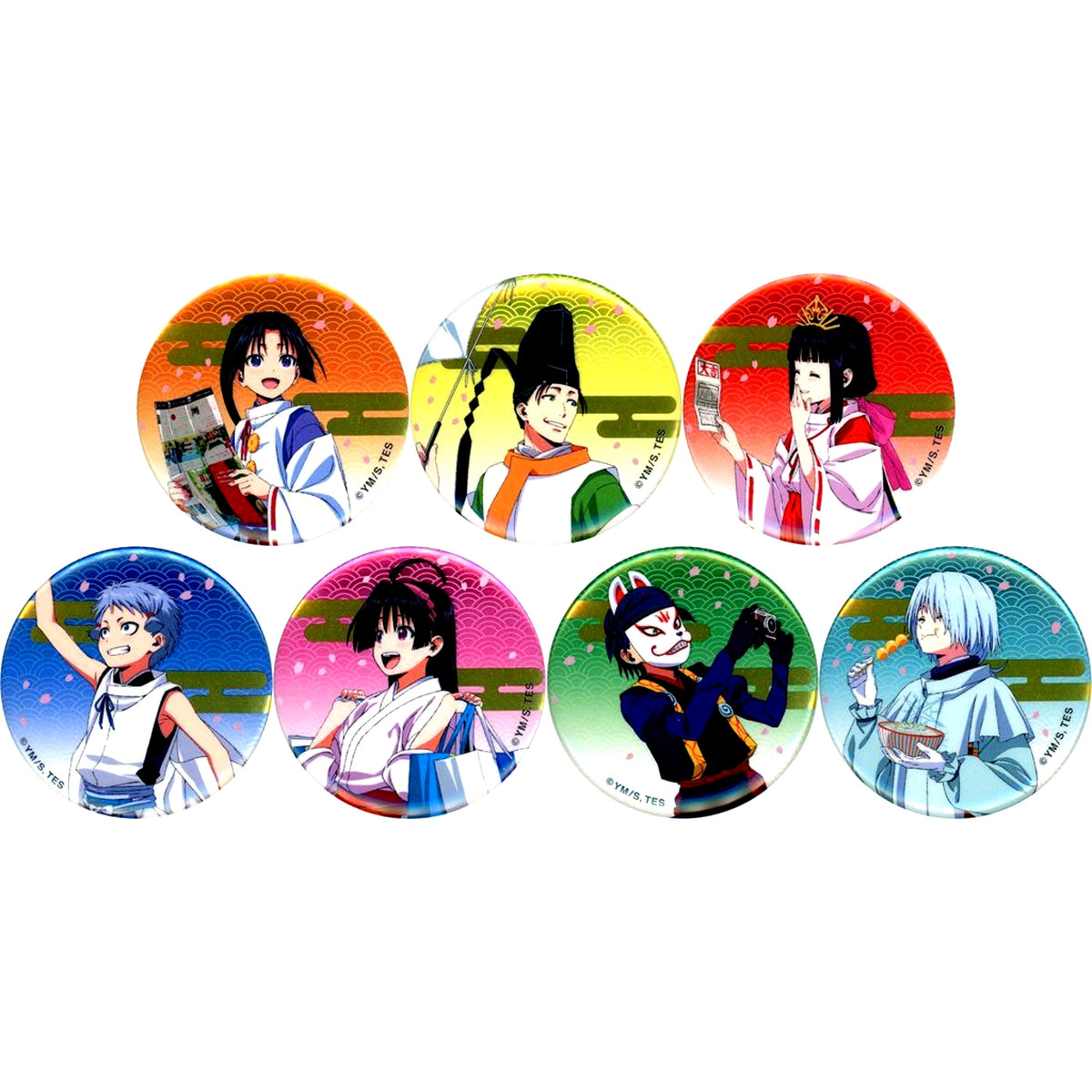 Set of 7 Iza Kamakura! The Elusive Samurai City Walk Trading Metallic Buttons [USED]