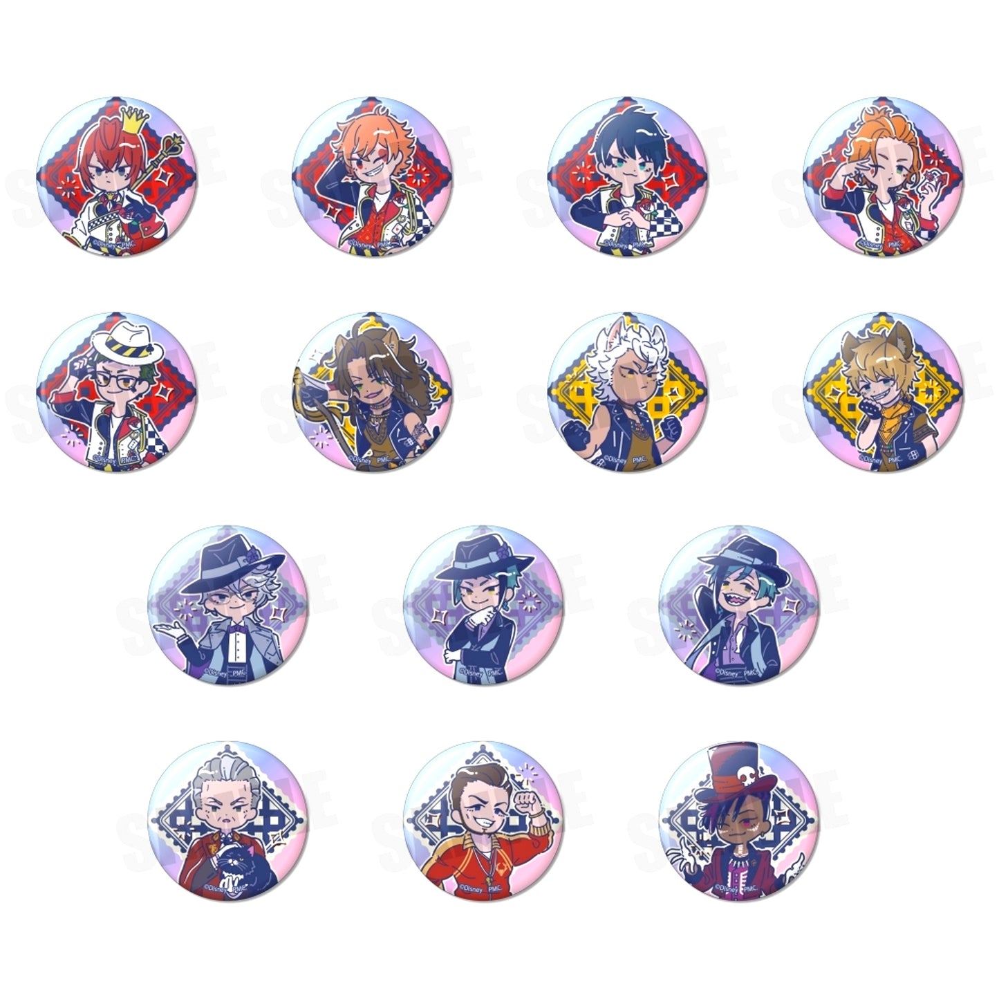 Set of 14 Disney Twisted Wonderland Retopopu Aurora Button Vol. 1 [USED]