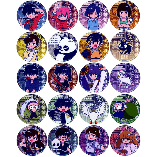Set of 20 Ranma 1/2 Trading Hologram Button Vol. 1 Newtro Vol. 1 [USED]