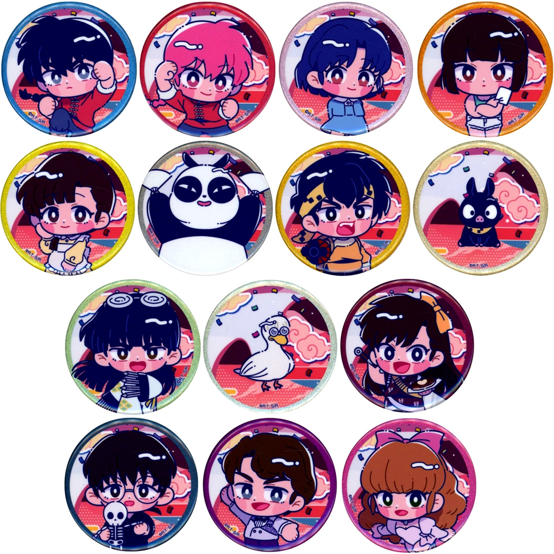 Set of 18 Ranma 1/2 Trading Hologram Button Vol. 2 Newtro Vol. 1 [USED]