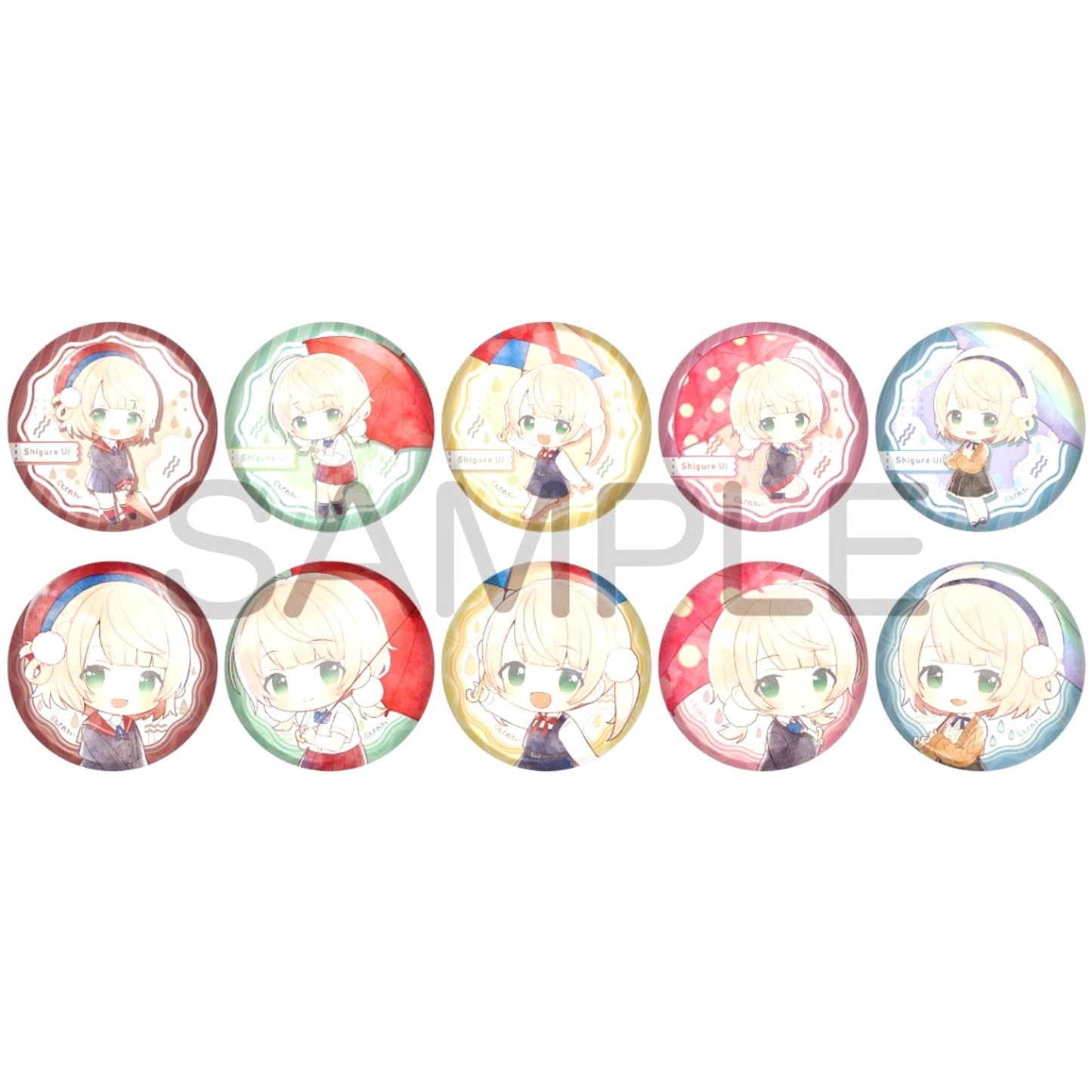 Set of 10 Shigure Ui Kasakko Button Virtual YouTuber [USED]