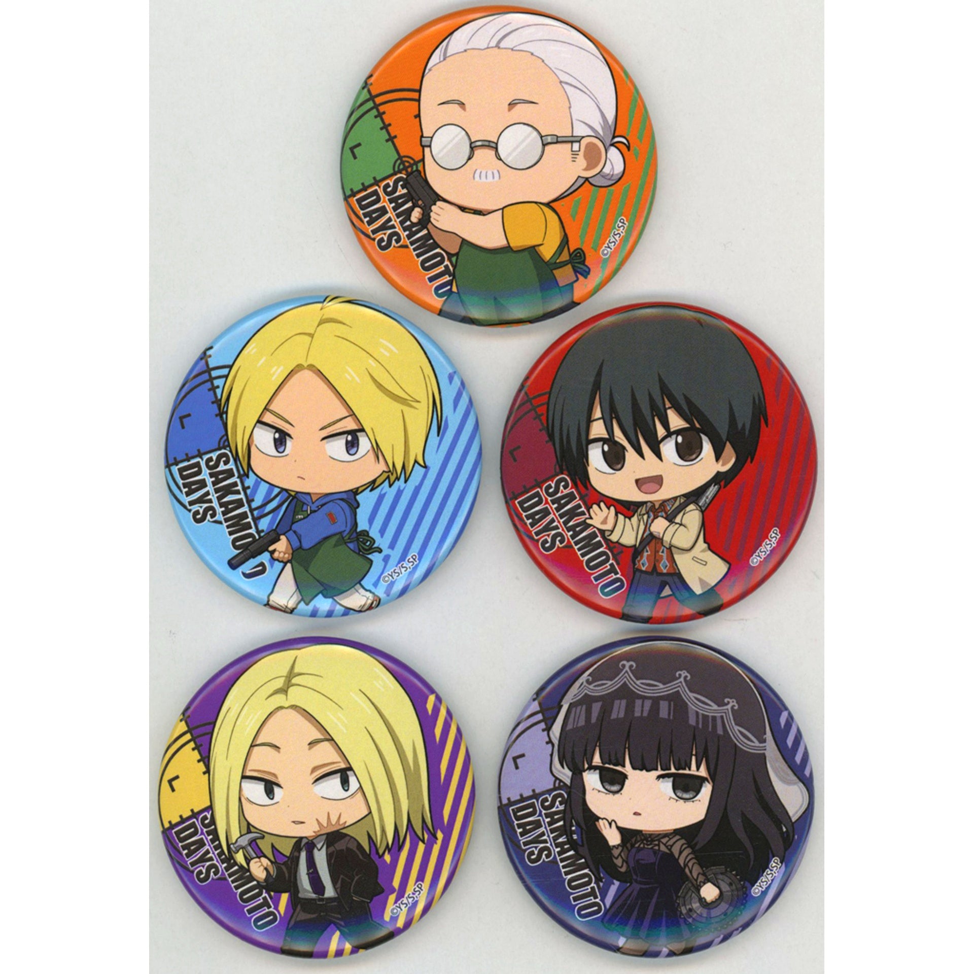Set of 5 Sakamoto Days Trading Button Tekutoko [USED]