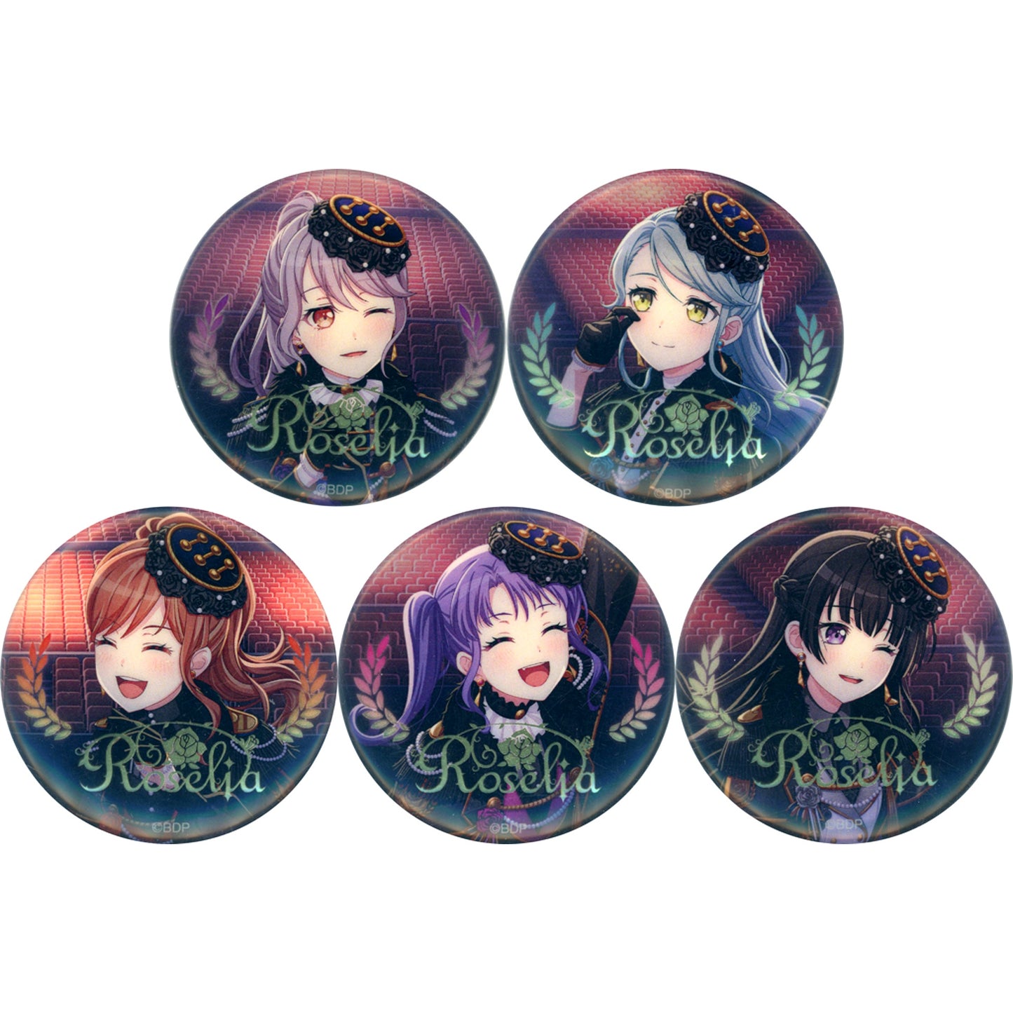 Set of 5 Group BanG Dream! Roselia LIVE TOUR Rosenchor Trading Button Special Ver. [USED]