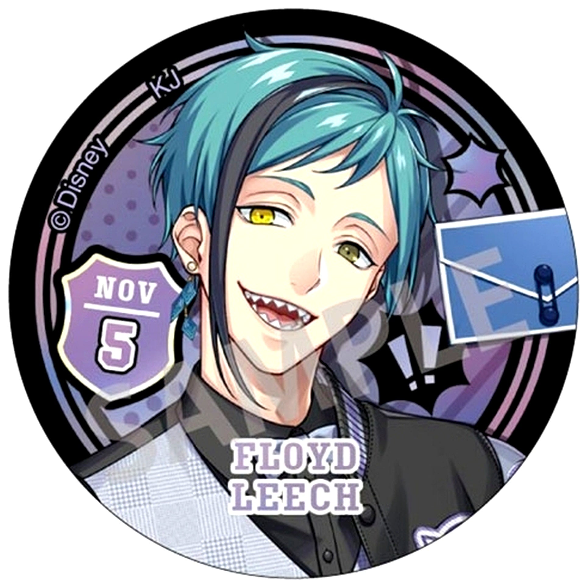 Floyd Leech Union Birthday Ver. Disney Twisted-Wonderland Trading Aurora Metal Button Vol.1 [USED]