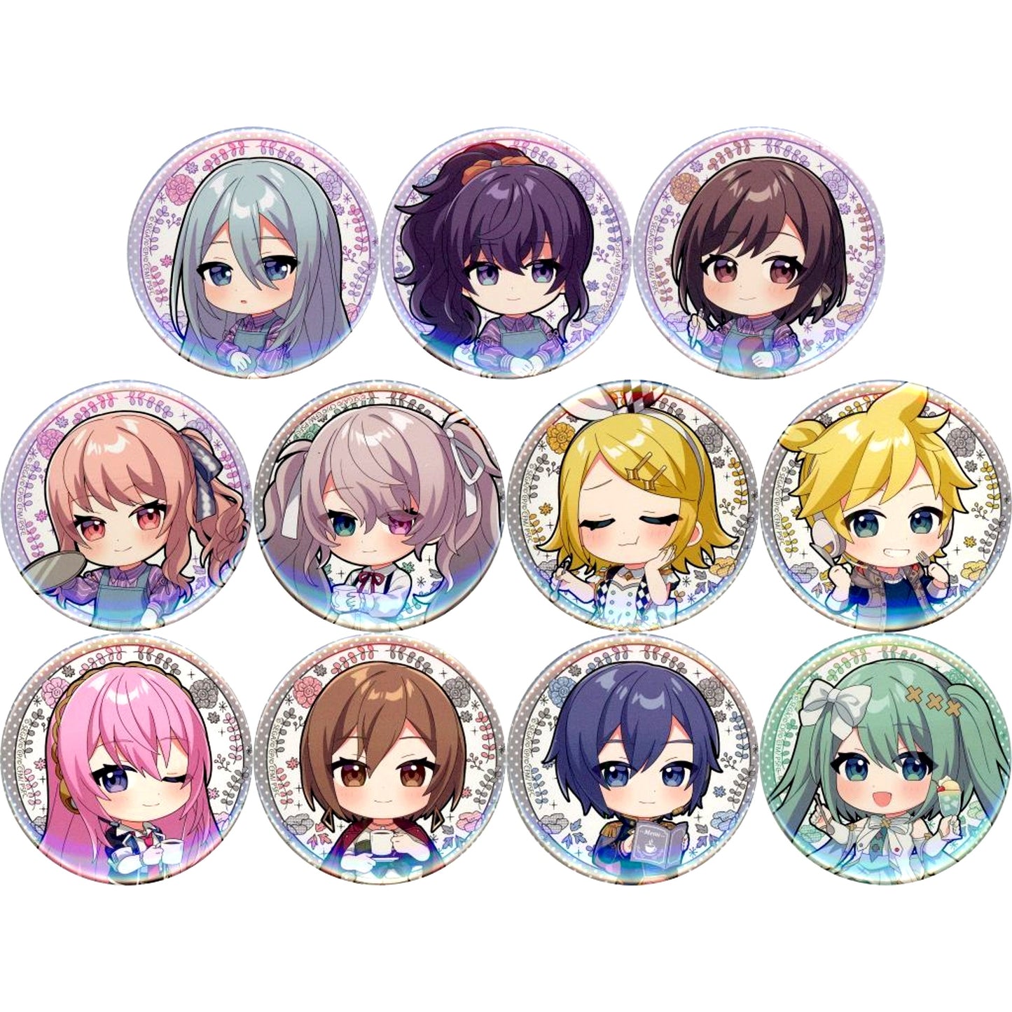 Set of 11 Nightcord at 25:00 Virtual Singer Project SEKAI Movie Mini Character Button 57mm TOWER RECORDS CAFE [USED]