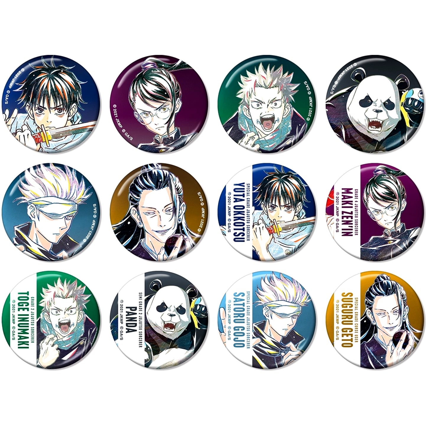 Set of 12 The Movie Jujutsu Kaisen 0 Trading Ani-Art Vol.2 Metallic Button [USED]