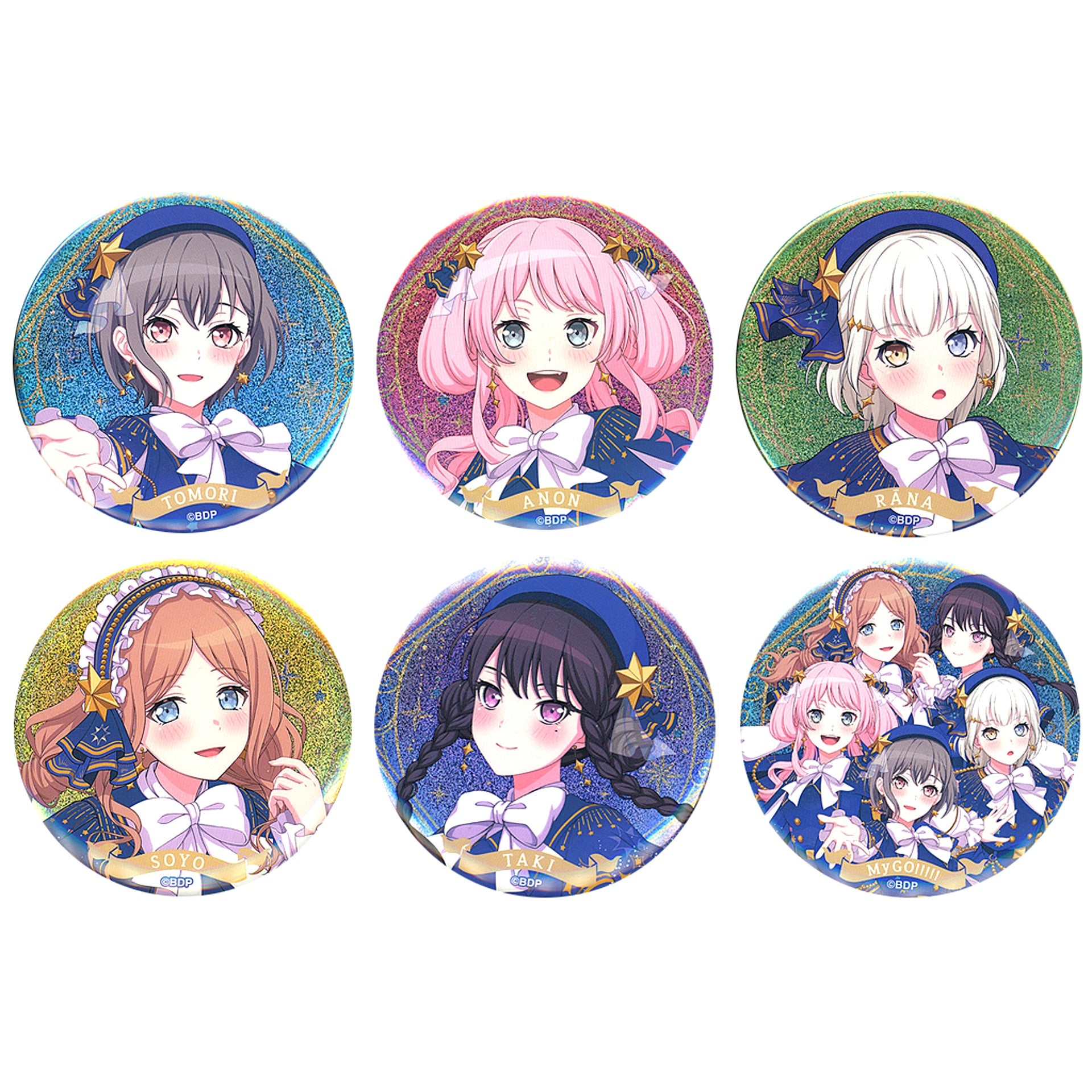 Set of 6 BanG Dream! Trading Big Holo Button Stargazing ver. [USED]