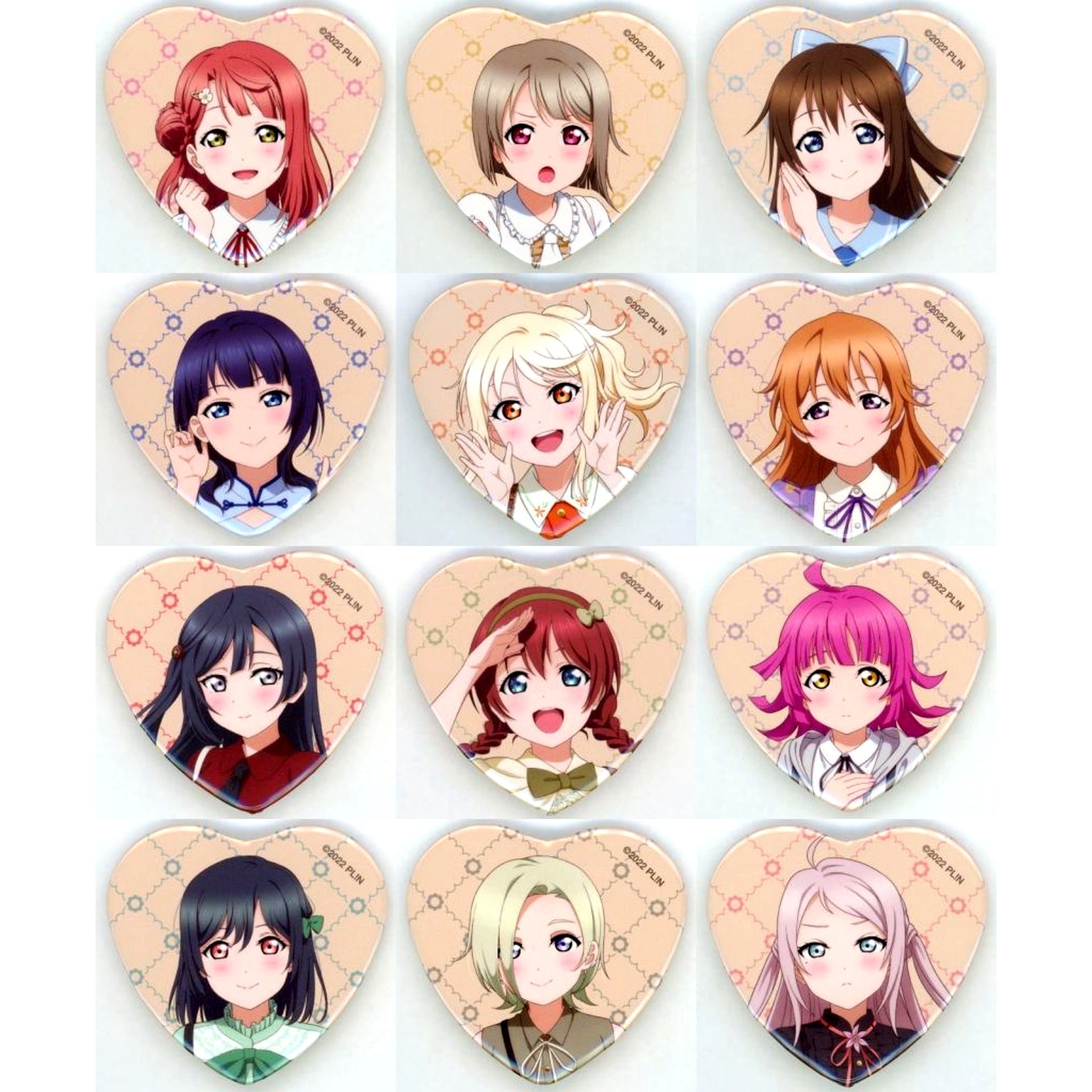 Set of 12 Love Live! Nijigasaki High School Idol Club Heart Character Badge Collection [USED]