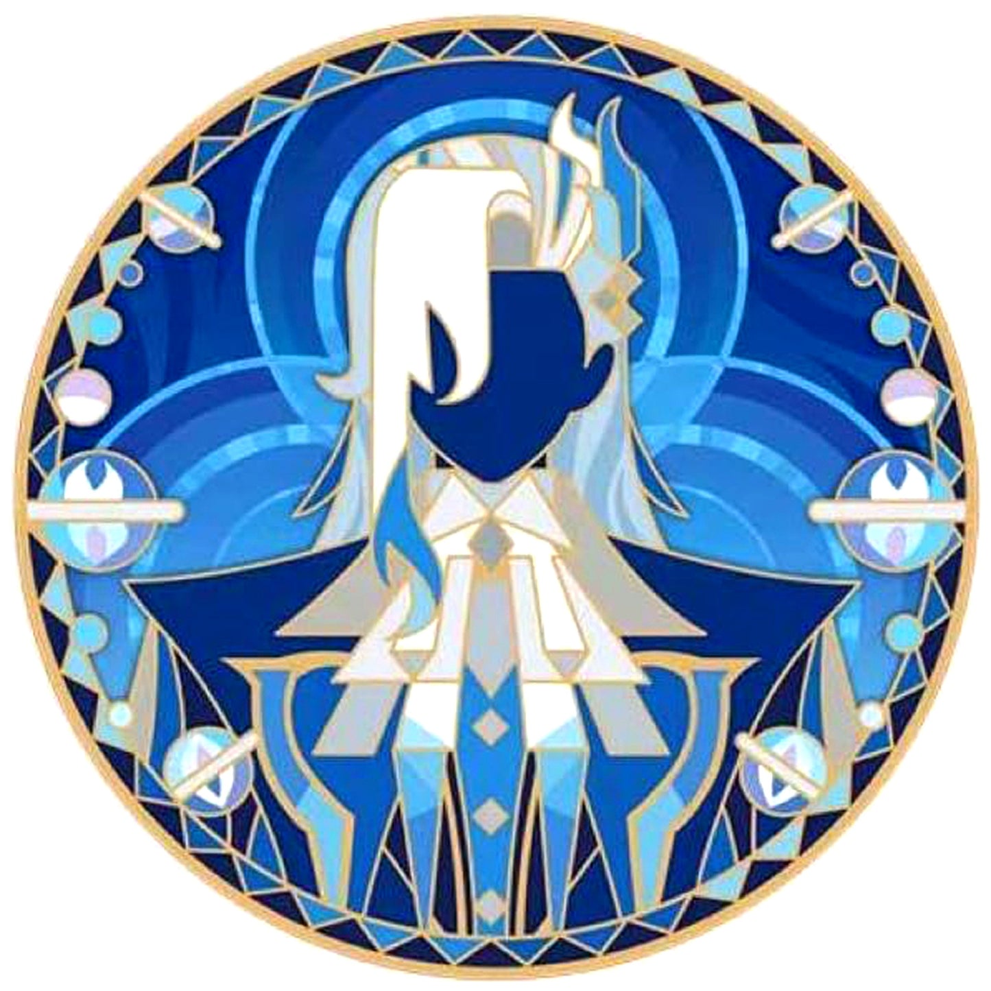 Neuvillette Genshin Impact Rainbow Invitation Series Rotating Metal Button [USED]